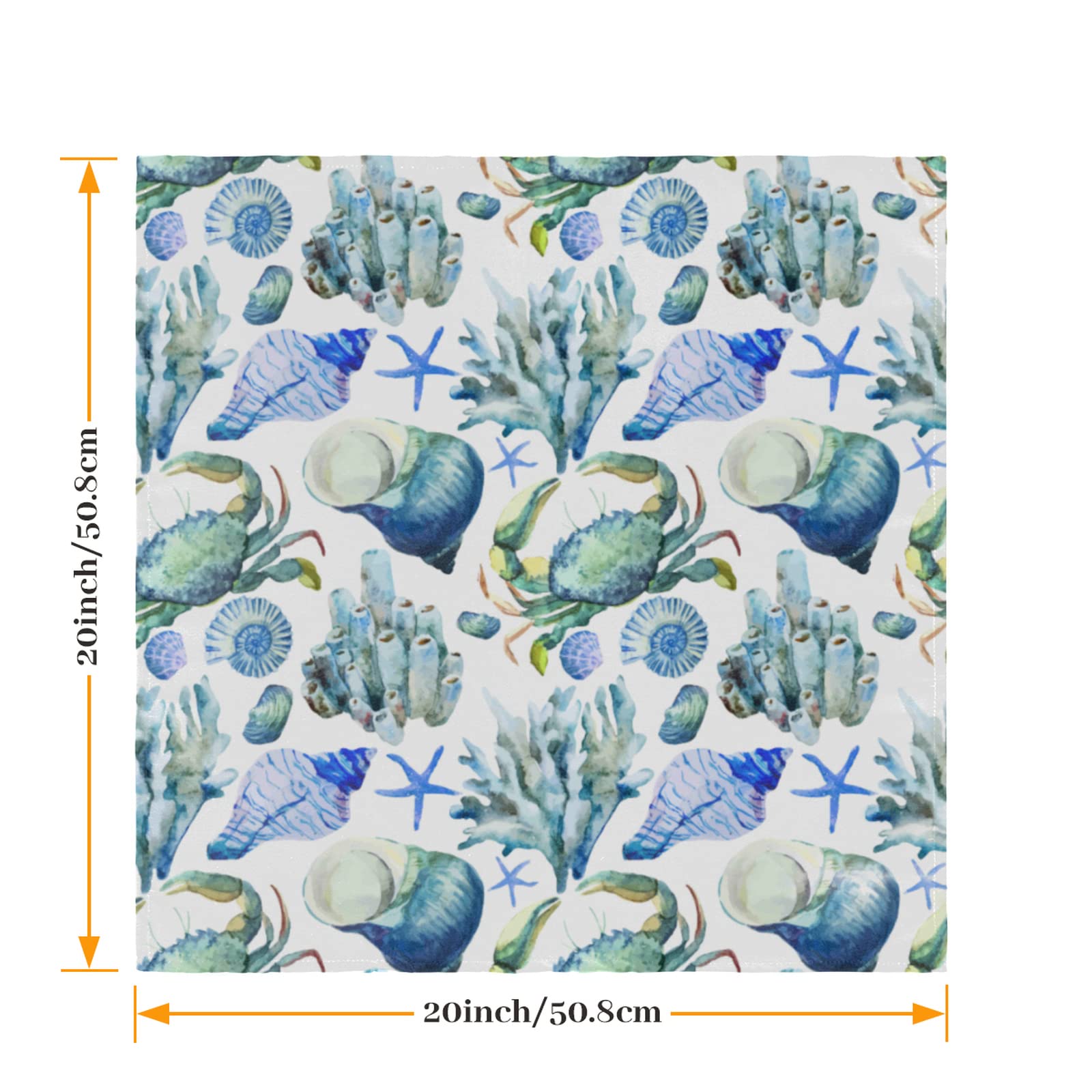 Bardic 4-Pack Reusable Cloth Napkins 20x20 Inch - Ocean Animal Print Washable Dinner Napkins for Holiday Parties, Restaurants & Banquets | Eco-Friendly Table Linens for Everyday Dining & Special Occasions