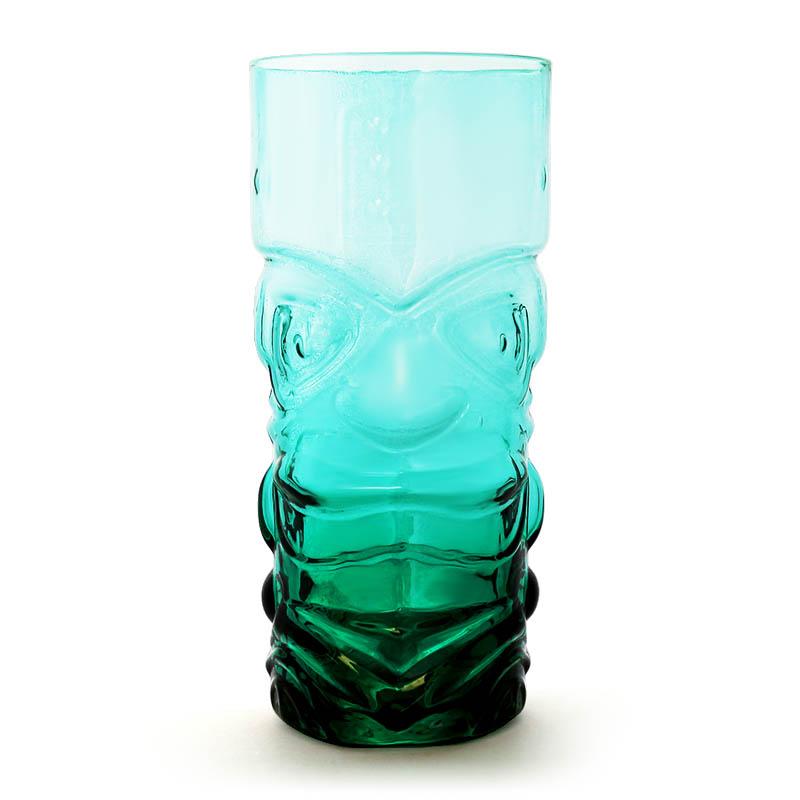 BarConic® 15oz Teal Tiki Glass - Tropical Party Cups for Cocktails, Mocktails & Beach Themed Events - Perfect for Luau, Summer Parties & Hawaiian Decor