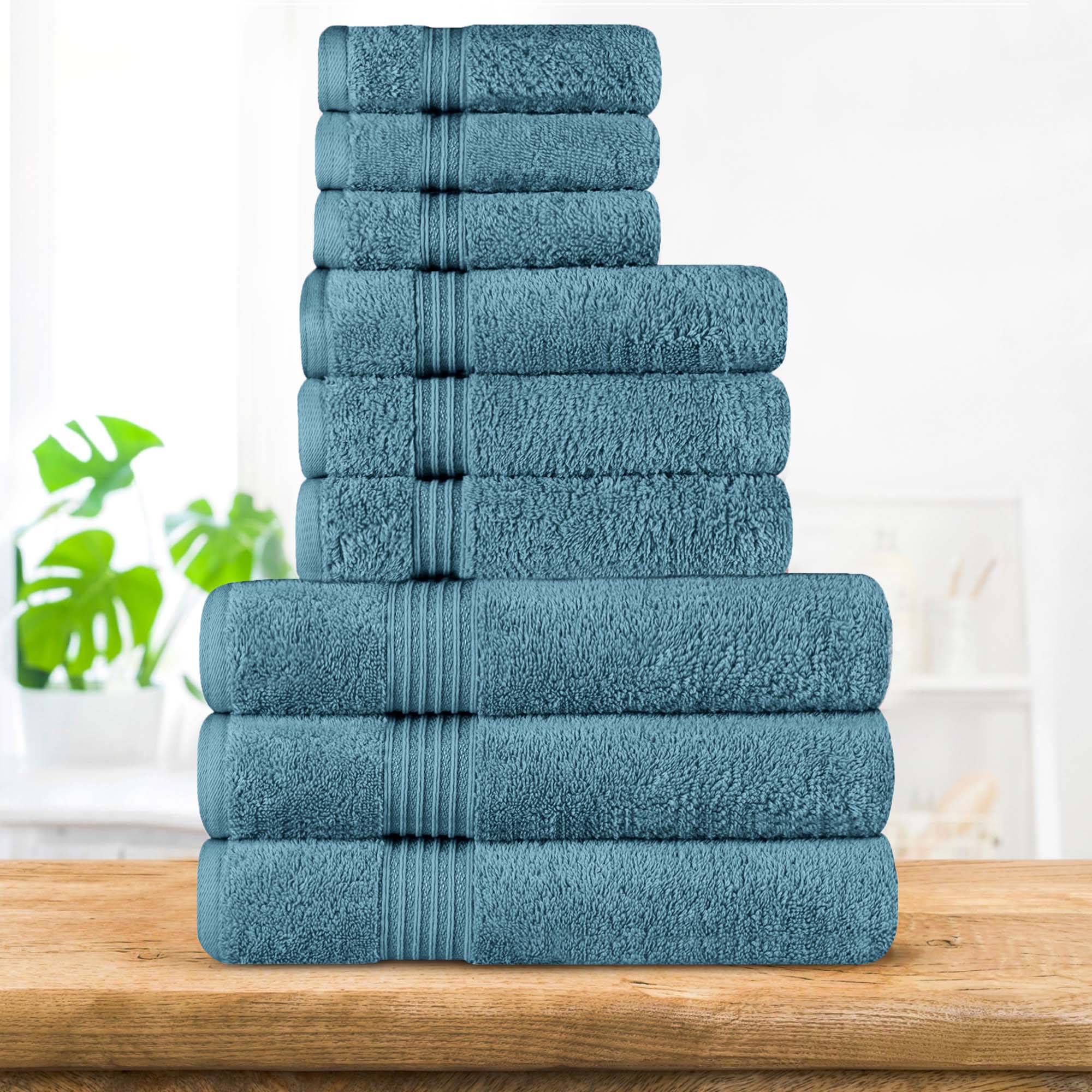 Premium Egyptian Cotton 9-Piece Bath Towel Set - Ultra Soft, Highly Absorbent, Quick-Drying - Perfect for Spa, Bathroom & Luxury Home Use
