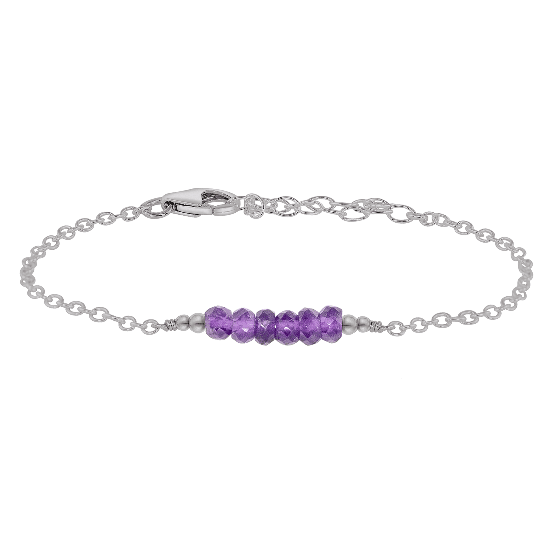 Sparkling Purple Amethyst Gemstone Faceted Bead Bar Bracelet - Elegant Handmade Jewelry for Women | Perfect for Meditation, Yoga & Spiritual Healing