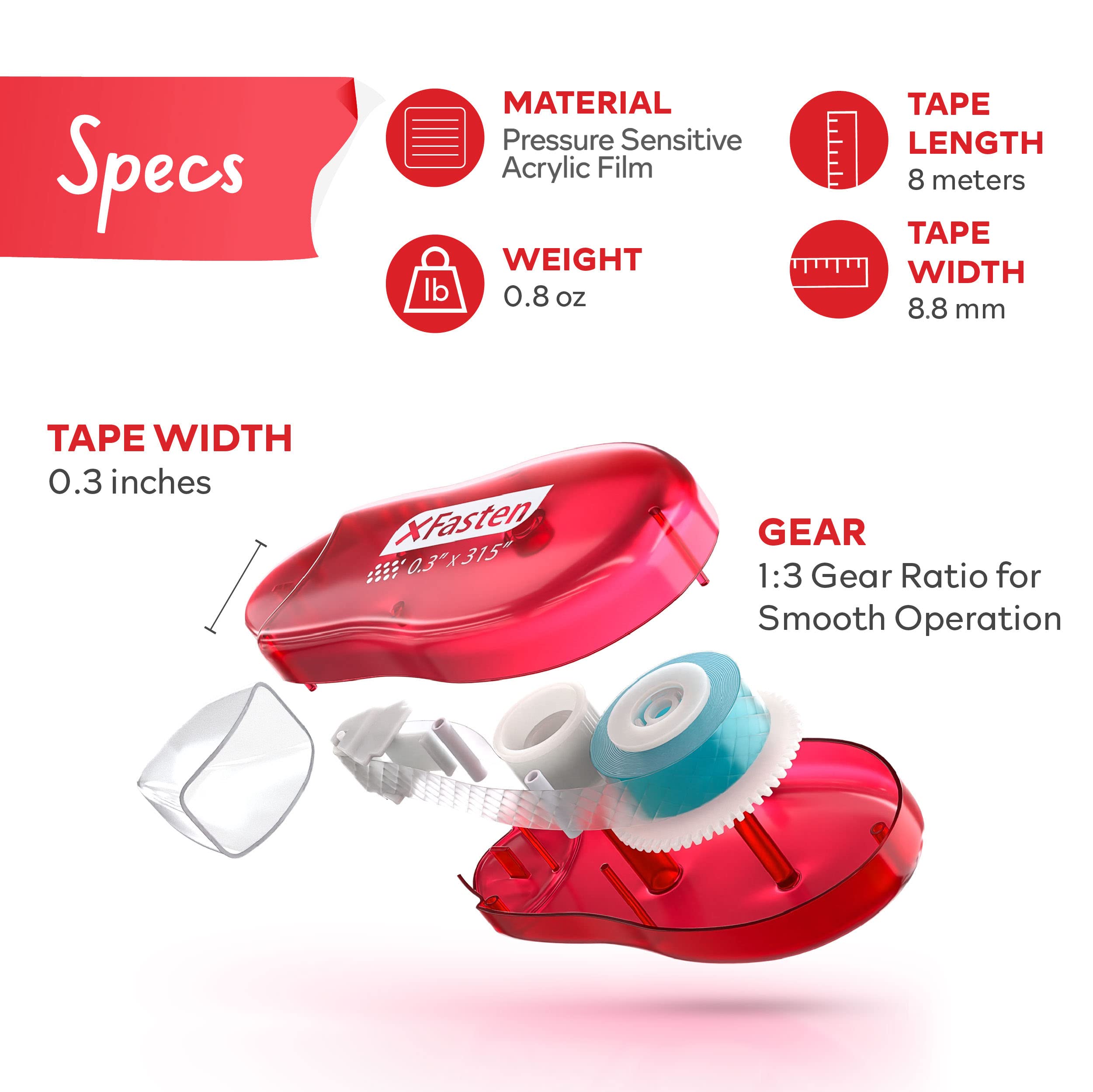 Japan Dots Scrapbook Tape Glue Roller Runner - 8mm x 26ft Double Sided Adhesive Roller (8-Pack) - Removable Dot Applicator for Scrapbooking, Photo Albums & DIY Crafts - Perfect for Card Making, Journaling & Home Decor Projects - XFasten Brand