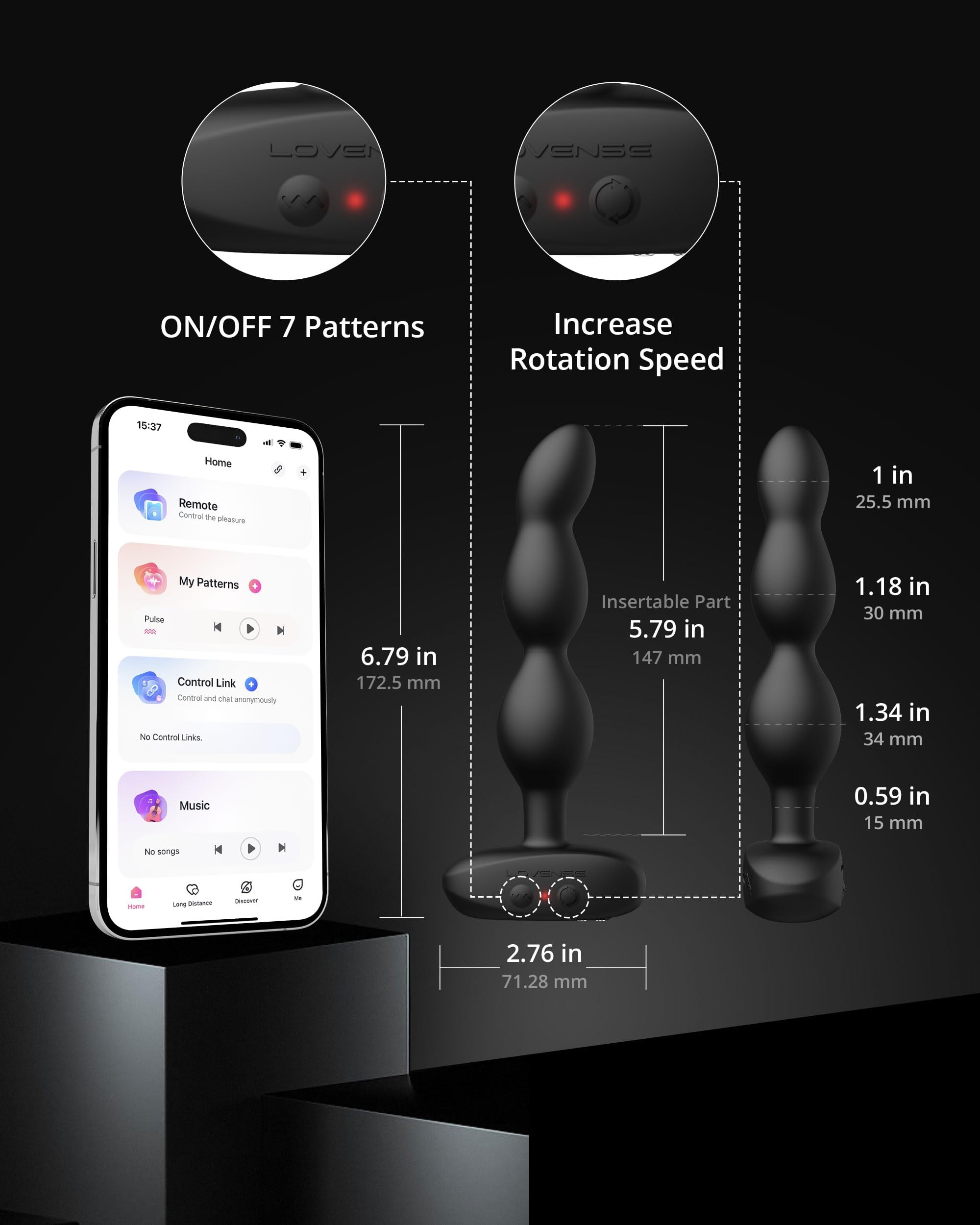 LOVENSE Ridge Vibrating Anal Beads Dildo - 360° Rotating Prostate Massager for Men & Women | Remote Control Butt Plug Sex Toy for Beginners & Advanced Users | Perfect for Couples Play & Solo Pleasure