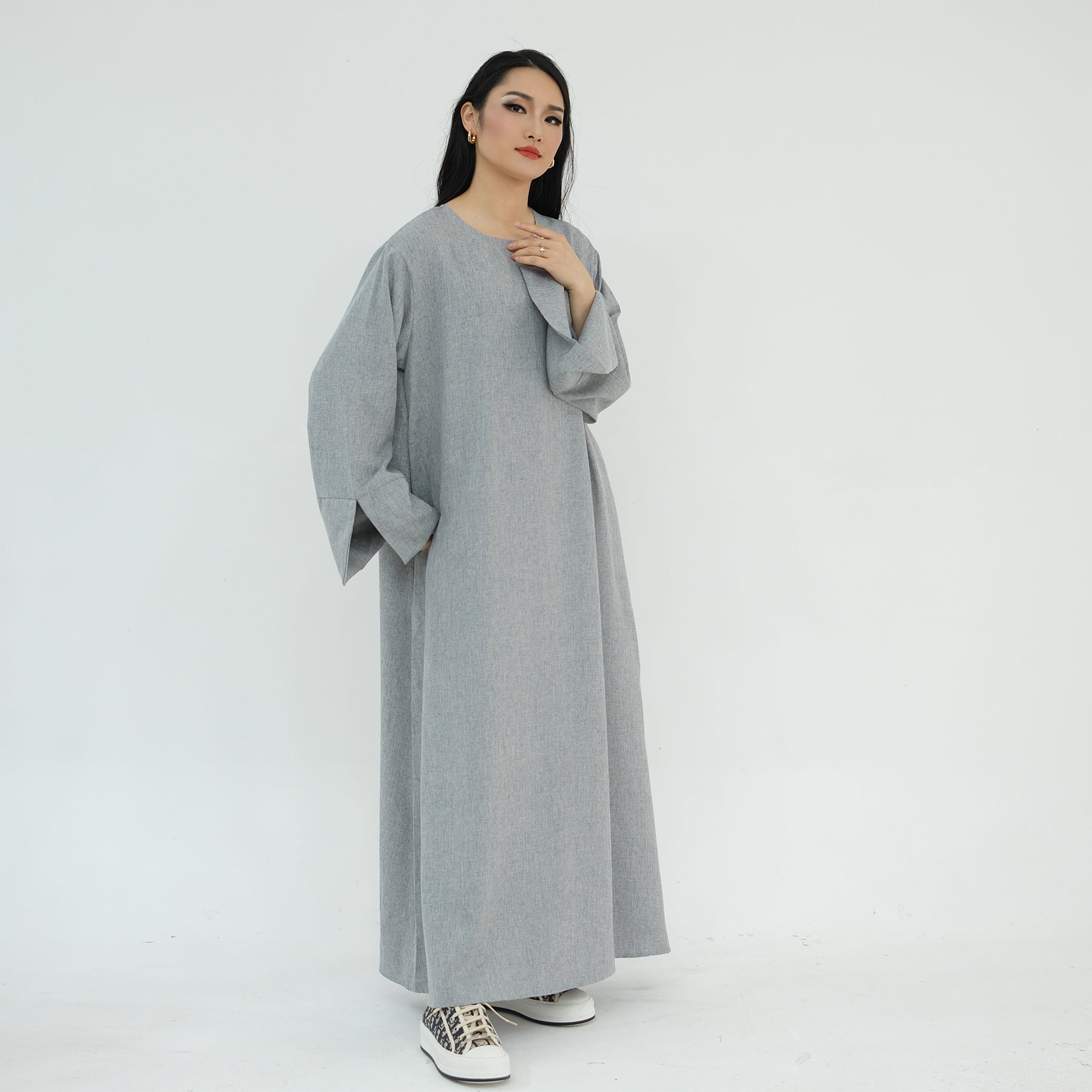 Stylish Heather Gray Everyday Abaya - Modest Islamic Dress for Women - Perfect for Prayer, Work & Casual Wear