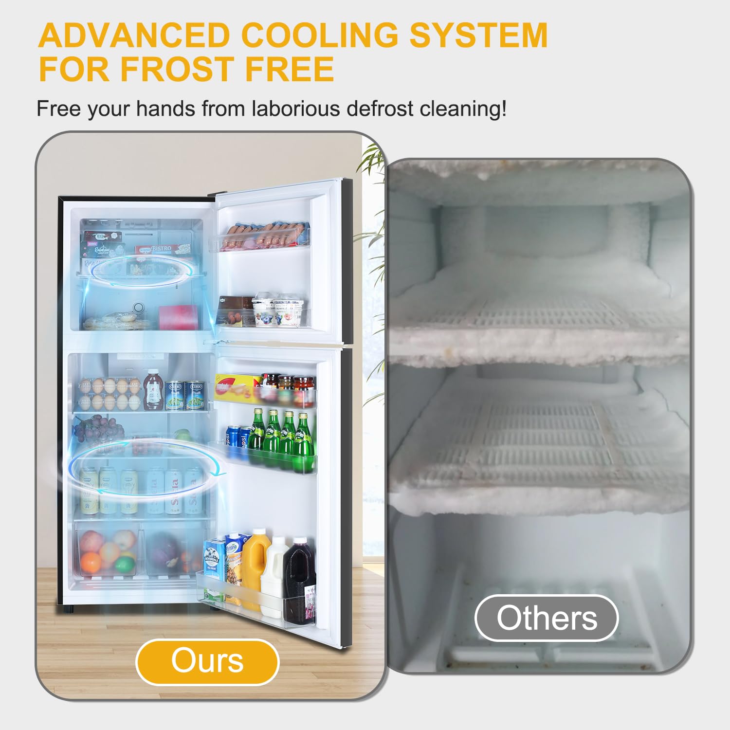 **Frestec 12.1 Cu Ft Apartment Refrigerator with Freezer - 2 Door Compact Fridge, Adjustable Thermostat, Freestanding Design, Reversible Door Swing, Black (FR 1202 BK) - Perfect for Dorms, Small Kitchens & Offices**