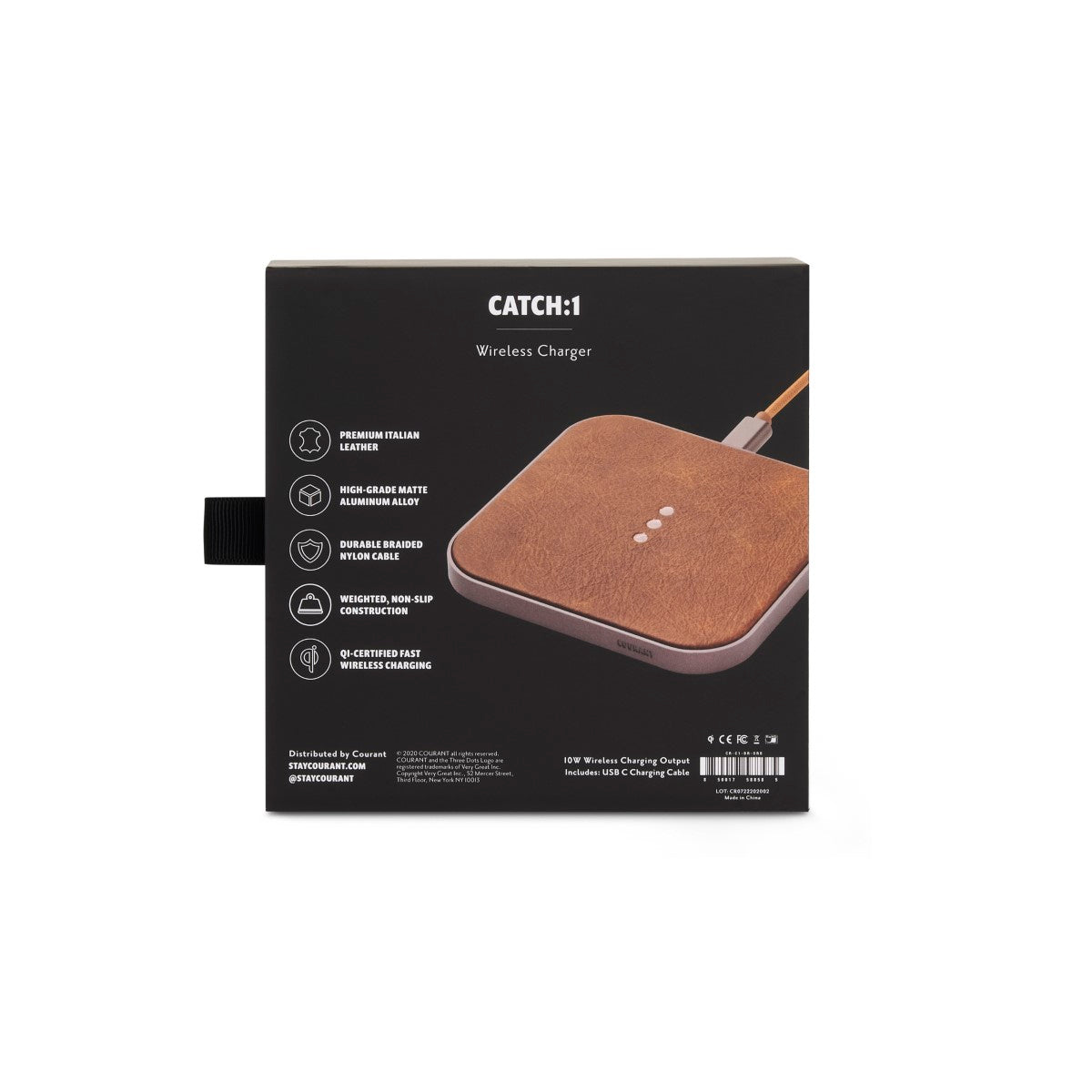 Courant CATCH:1 Wireless Charger - Fast Qi-Certified Charging Pad for iPhone, Samsung & AirPods - Perfect for Home, Office & Travel