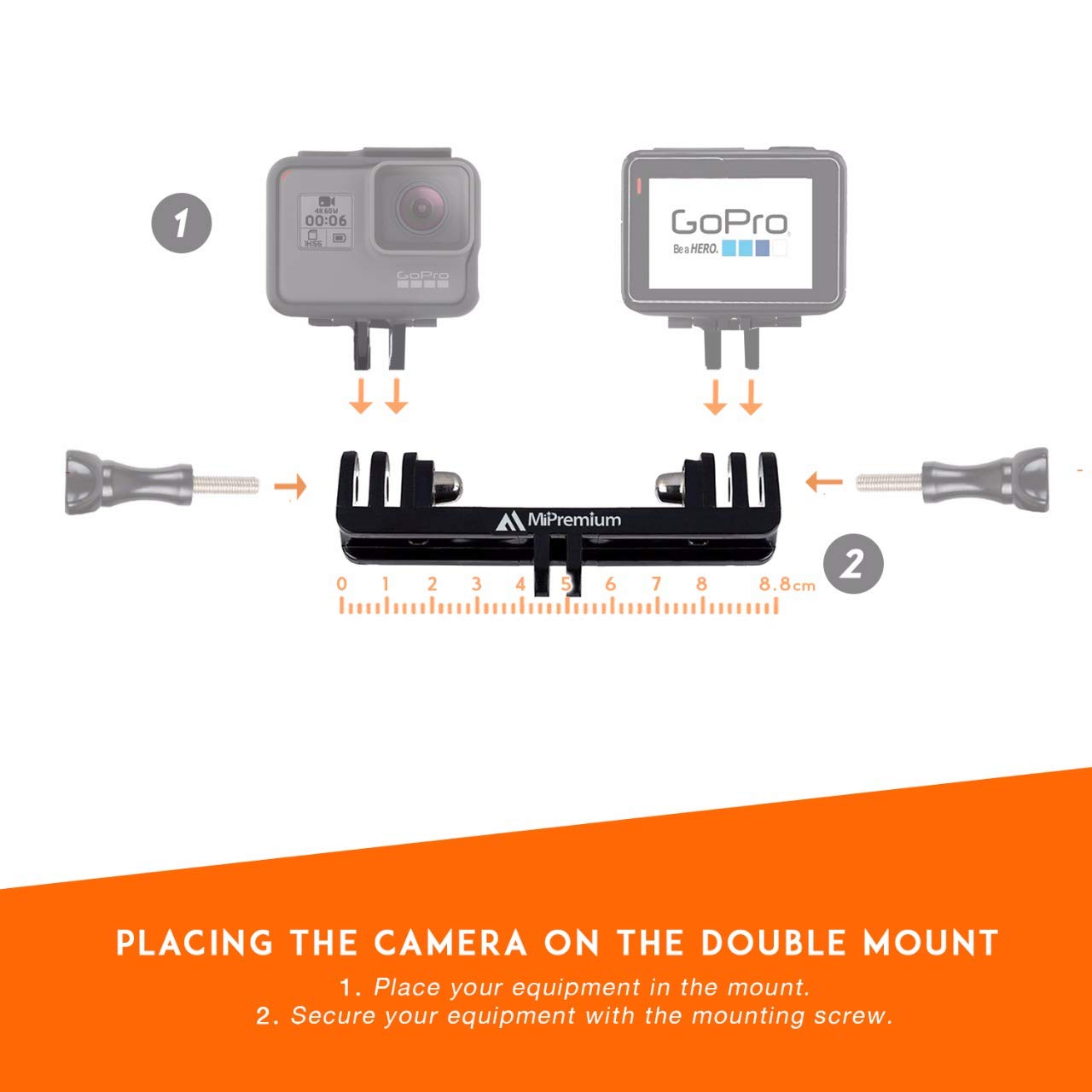 Universal Tripod Mount Adapter Kit with Thumbscrews & Phone Clip - Compatible with GoPro Hero 12/11/10/9/8/7/6/5/4/3/3+/2/1/Session (Black & Silver) - Perfect for Vlogging, Travel, and Outdoor Action Camera Accessories
