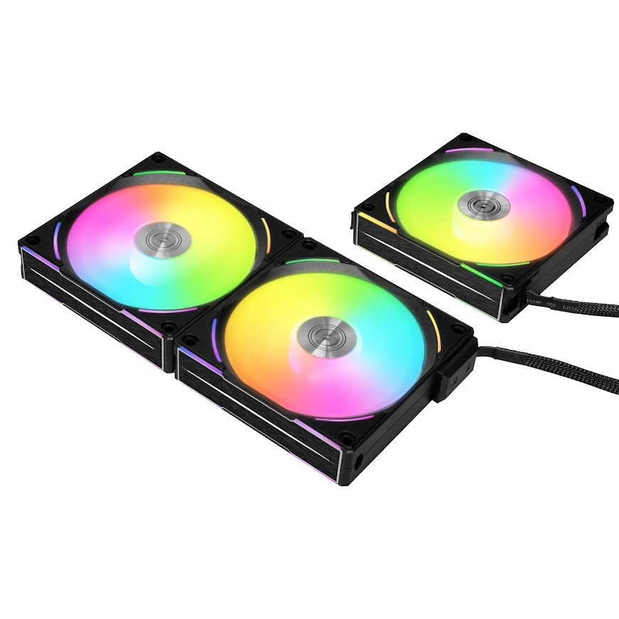 Lian Li UNI FAN AL120 V2 Triple Pack 120mm RGB PWM PC Case Fans with Controller - Black/White (UF-AL120V2-3B/UF-AL120V2-3W) - High Airflow Cooling for Gaming PC Builds & Custom Water Cooling Systems