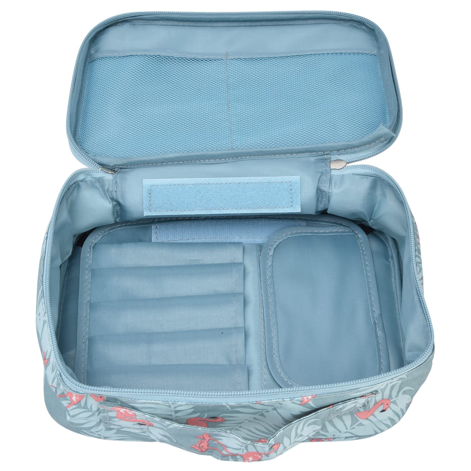 Waterproof Travel Toiletry Bag - Large Cosmetic Organizer for Camping & Office (Grey Flamingo)
