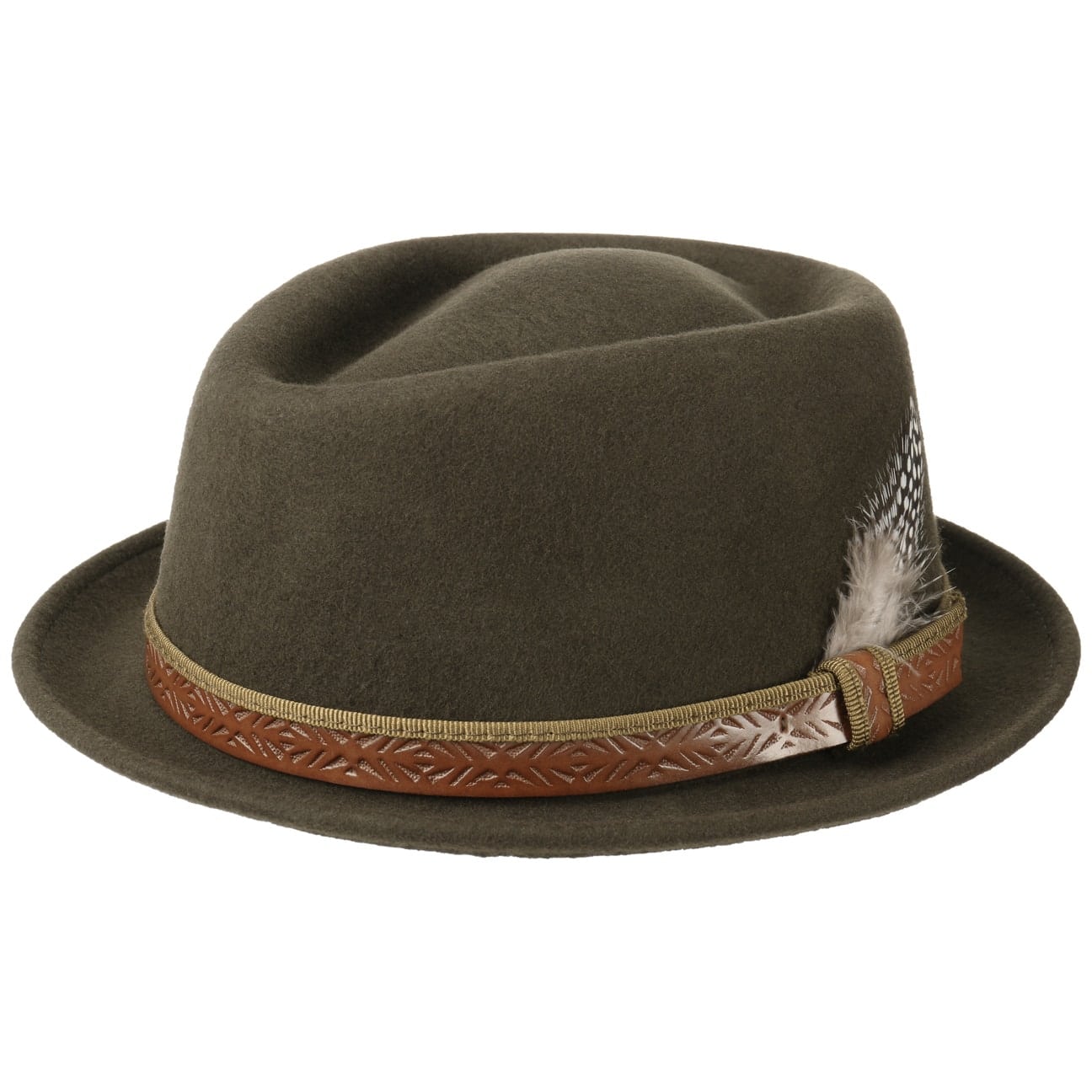 Lierys Galveston Pork Pie Hat for Men & Women - Vintage Wool Fedora with Brim - Stylish Retro Fashion Accessory for Jazz, Swing, and Casual Outfits