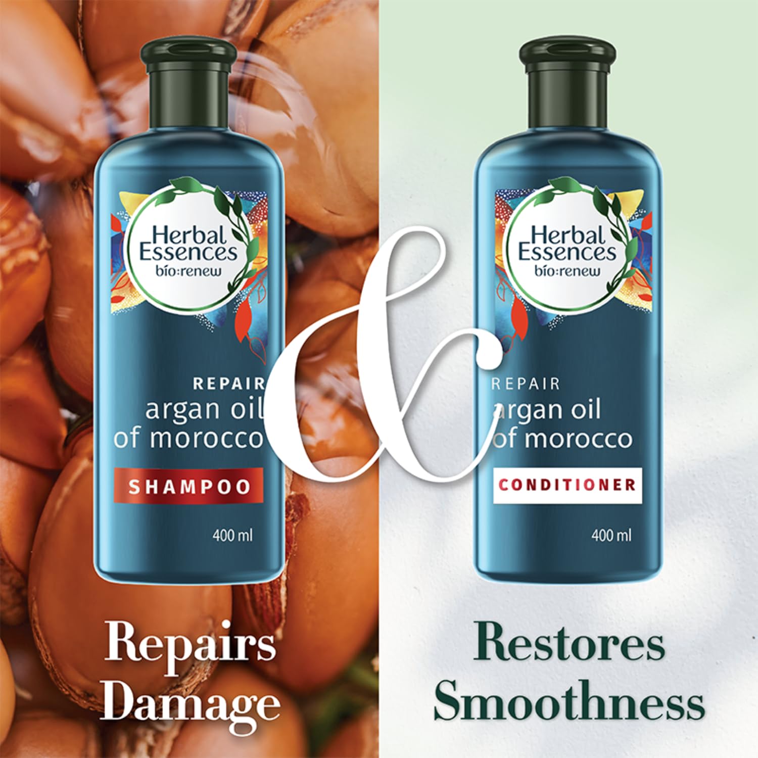 Herbal Essences Bio:renew Argan Oil of Morocco Conditioner 400ml - Paraben Free & Colorant Free Hair Treatment for Dry & Damaged Hair - Perfect for Daily Hydration & Salon-Quality Results at Home
