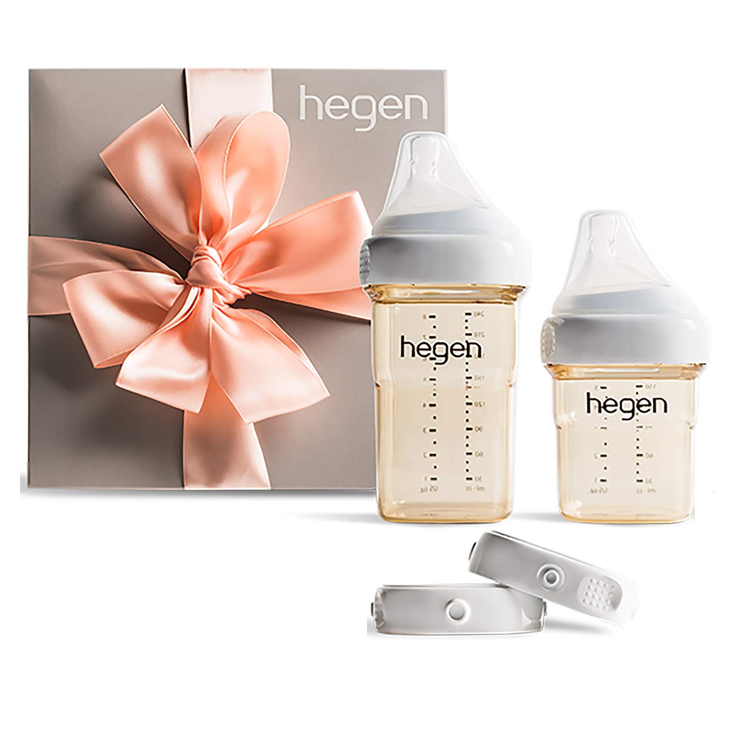 Hegen Newborn Baby Bottle Basic Starter Kit - PPSU Baby Bottles with Medium & Slow Flow Teats - Includes Breast Milk Storage Lids & Secure Seals - Perfect for Breastfeeding, Travel, and On-the-Go Feeding