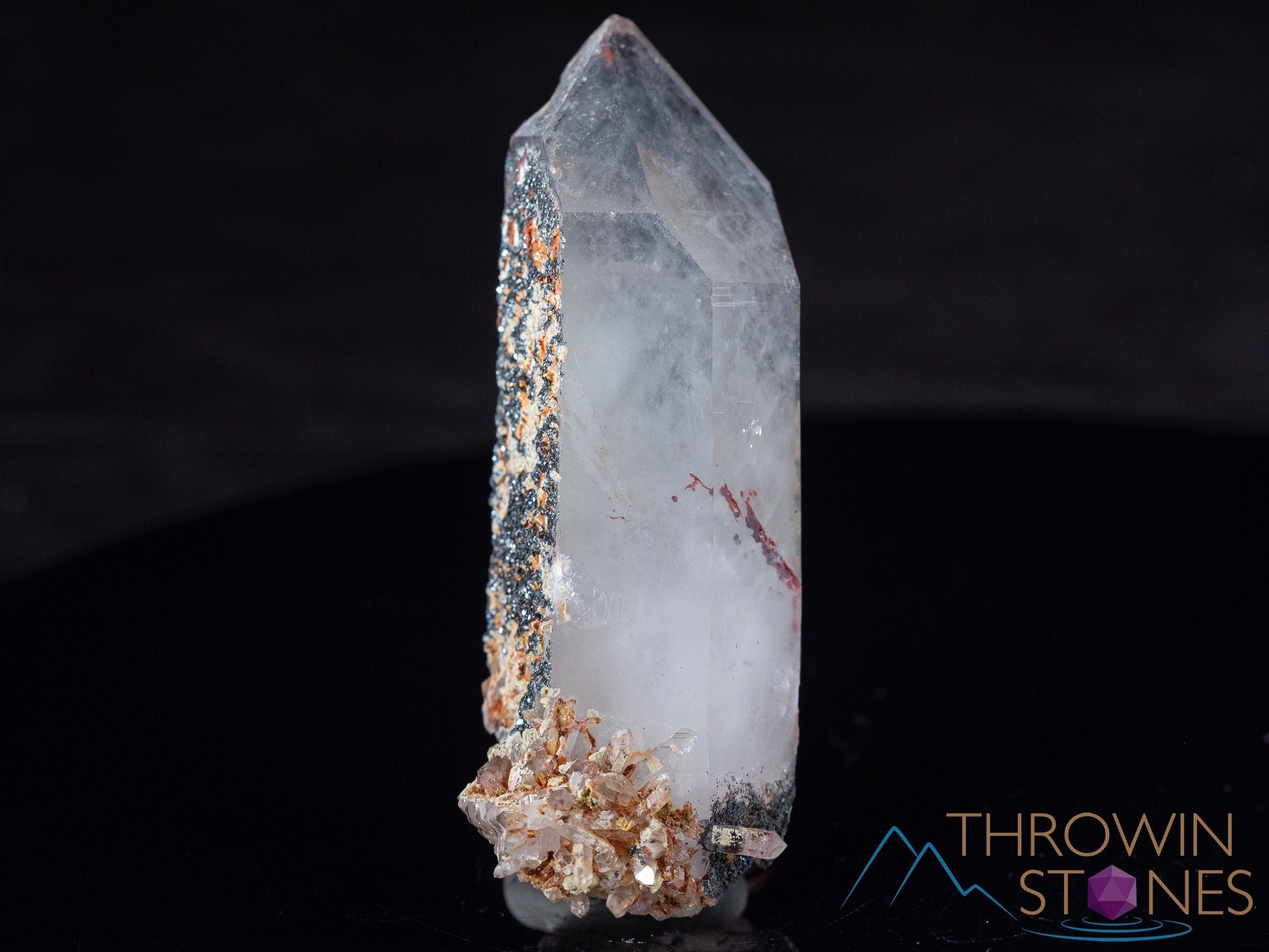 Natural QUARTZ Raw Crystal Cluster with Specular HEMATITE - Healing Stone for Home Decor, Housewarming Gift, Meditation & Spiritual Healing (40106) - Perfect for Office Desk, Living Room Display & Energy Cleansing