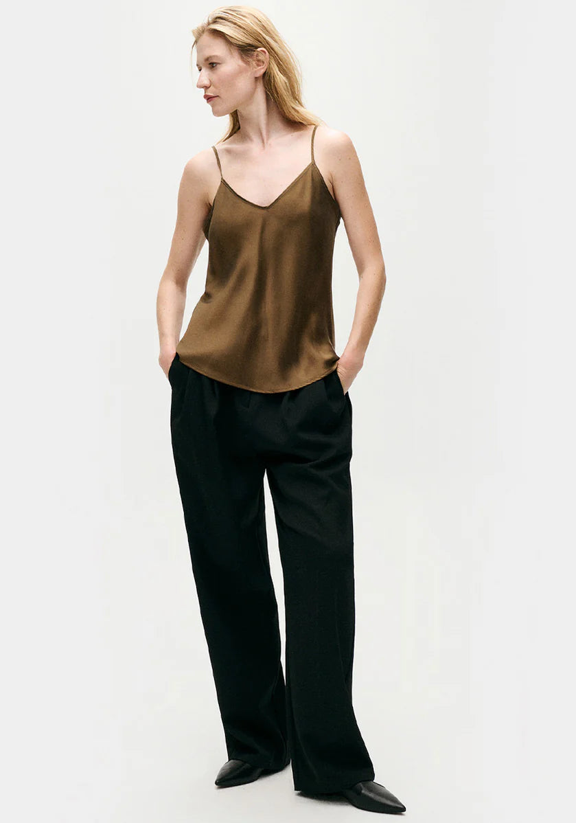 Bias Cut Cami Top - Dark Earth - Women's Fashion Staple for Casual & Layered Outfits