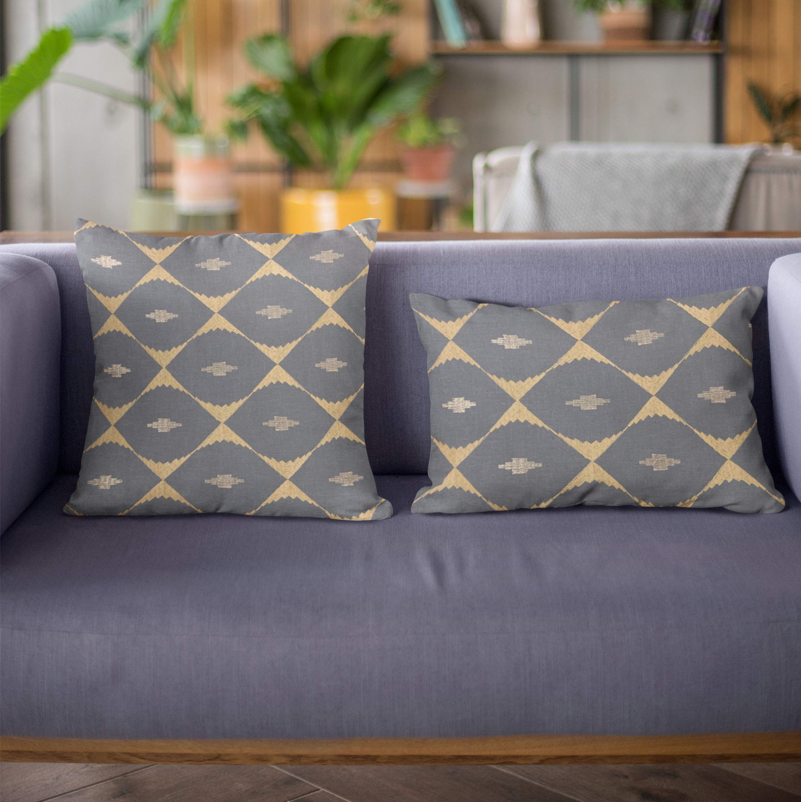 Luxury Blue Plutus Cube Diamond Throw Pillow 24x24 Inches - Double Sided Soft Decorative Cushion for Sofa, Bed, Living Room & Home Decor