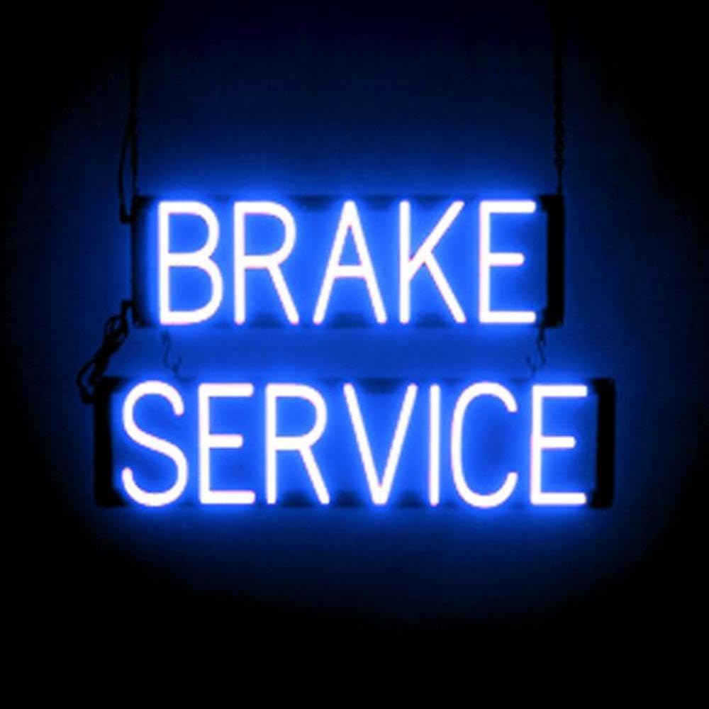 SpellBrite LED Brake Service Sign for Auto Shops – 24.9x15 Inch Blue Neon-Style Mechanic Sign | Perfect for Garage, Car Repair Shop & Auto Service Center Lighting