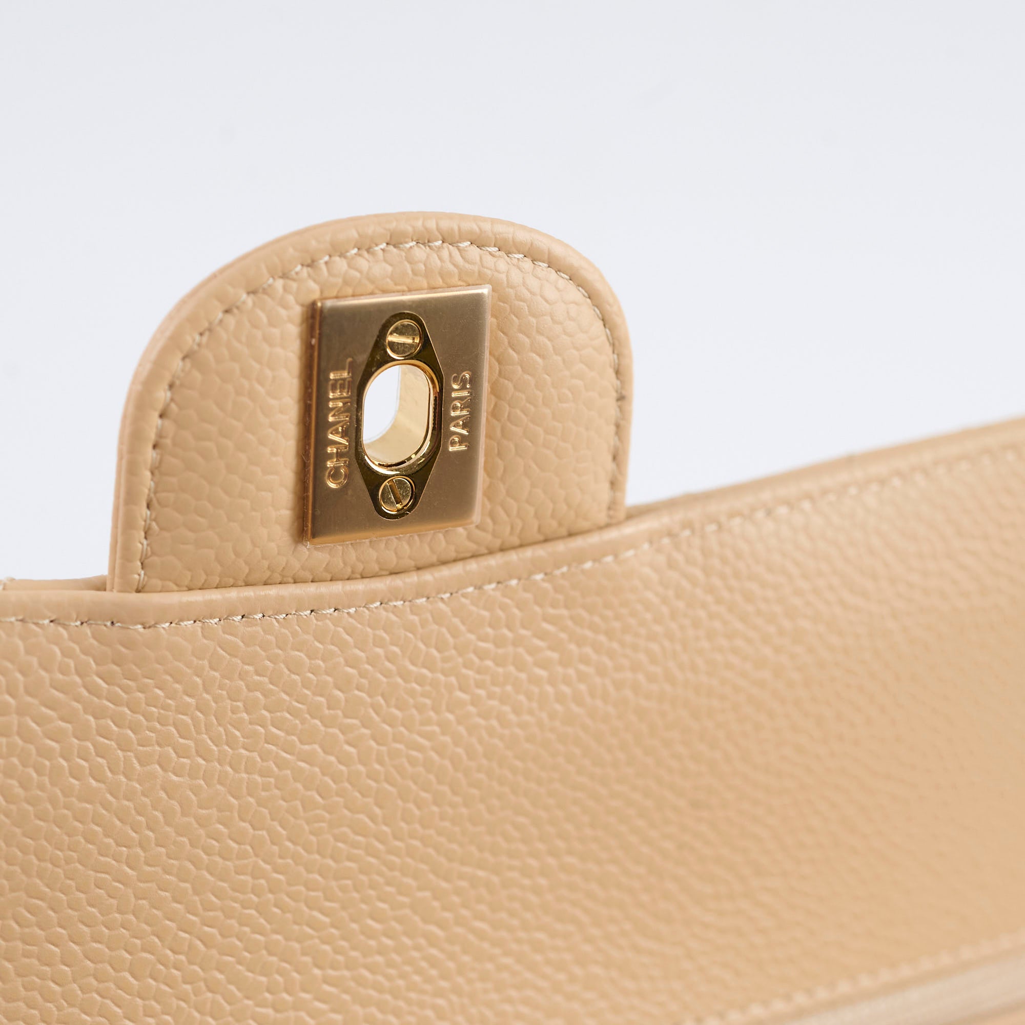 Chanel Classic Double Flap Bag in Caviar Leather Beige Gold Hardware - Timeless Luxury Handbag for Women, Perfect for Work, Evening Events & Special Occasions