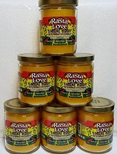 Smoke Odor Eliminator Candle - 13oz Jar, Rasta Love Scent (Pack of 6) | Freshen Home, Car, Office & Remove Cigarette, Pet & Cooking Smells