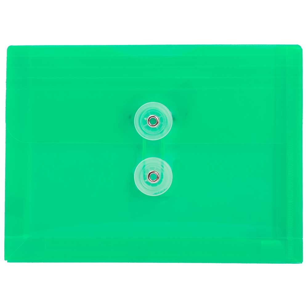 Button & String Tie Plastic Envelopes 5.5x7.5in - Green Pack of 12 for Office & Mailing