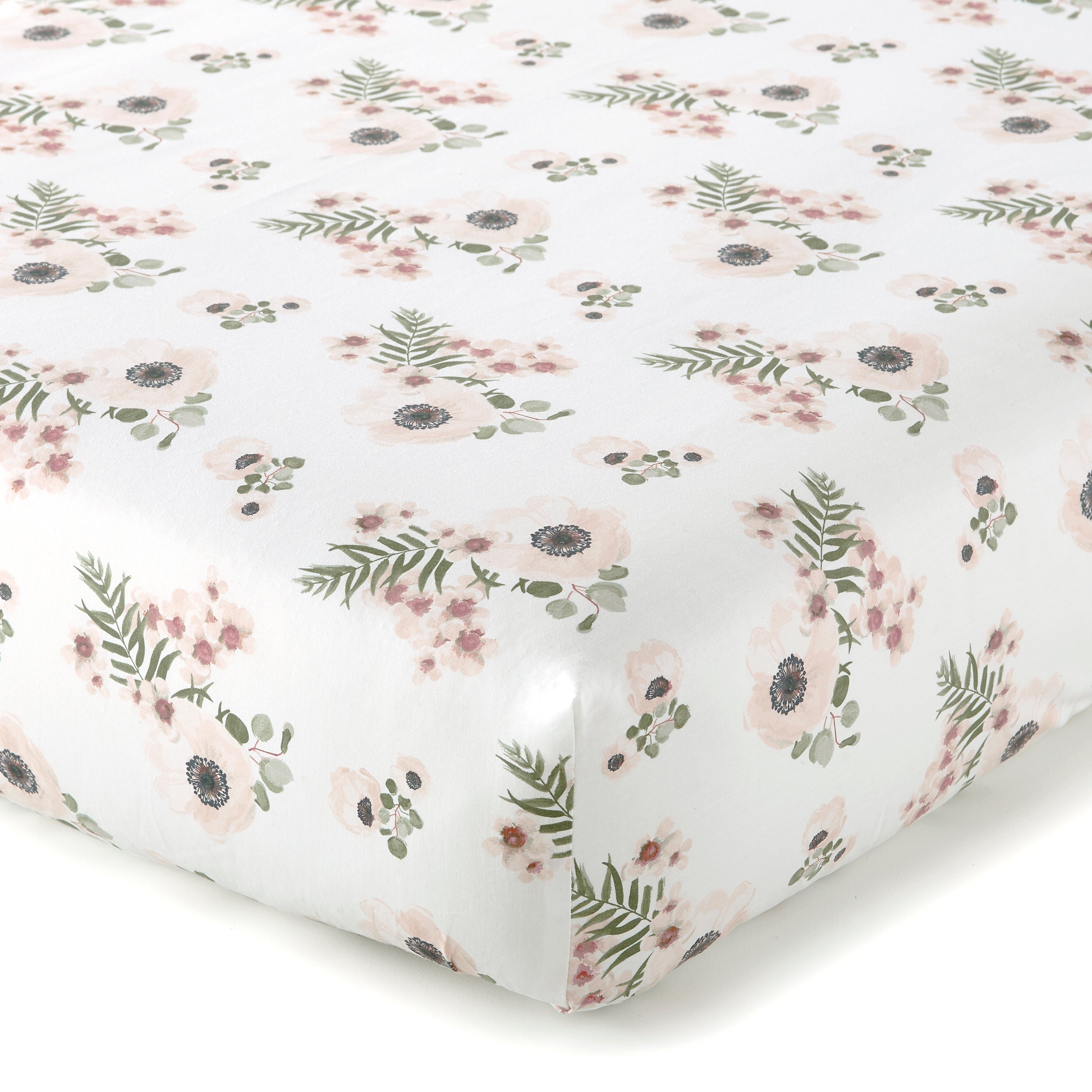 Fiori Floral Cotton Crib Fitted Sheet - Soft Baby Crib Sheet for Nursery, Girls & Boys - Perfect for Daycare, Travel & Home Use