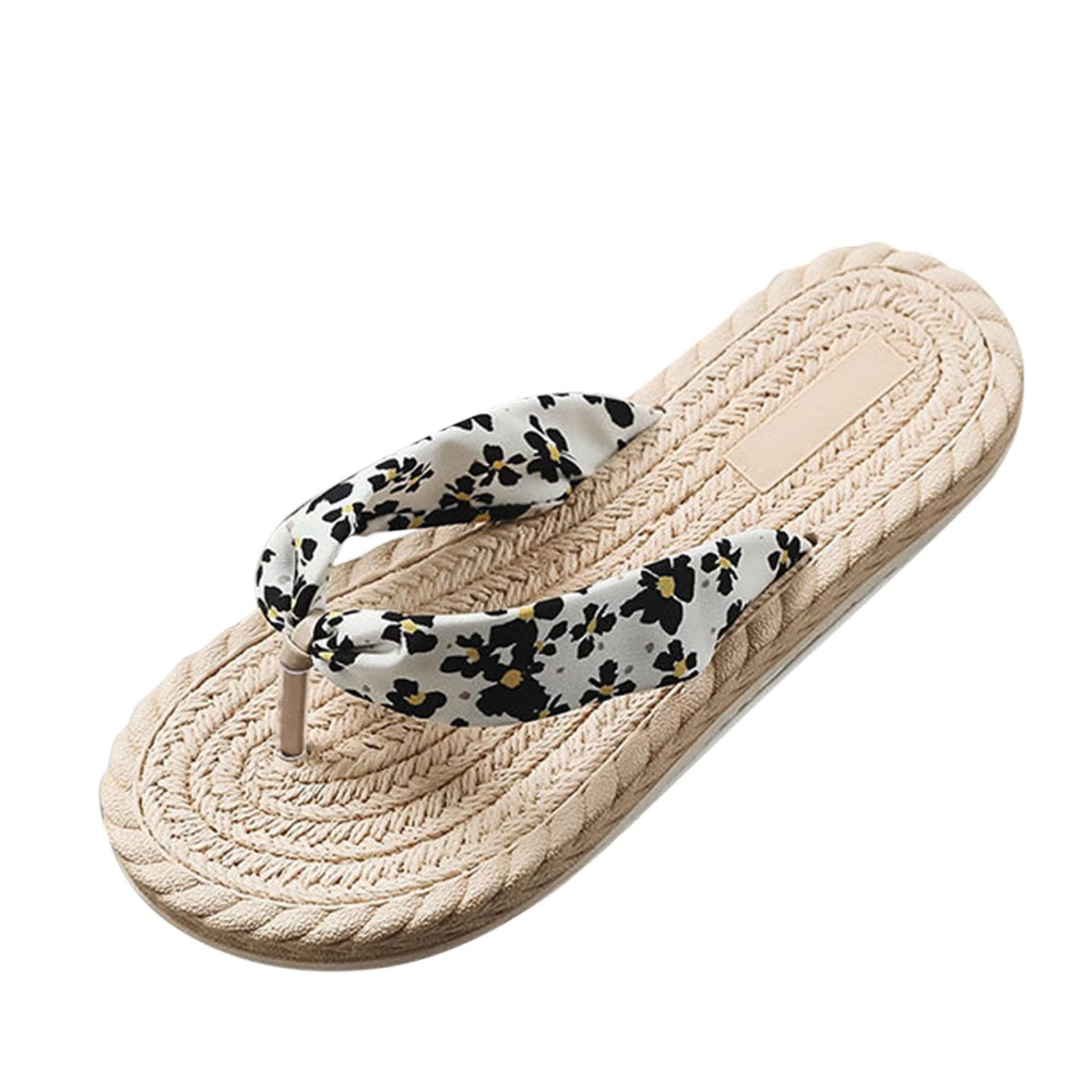 Women's Comfortable Casual Flat Sandals - Slip On Summer Cloth Daisy Flip Flops with Rubber Sole | Perfect for Beach, Poolside & Home Wear