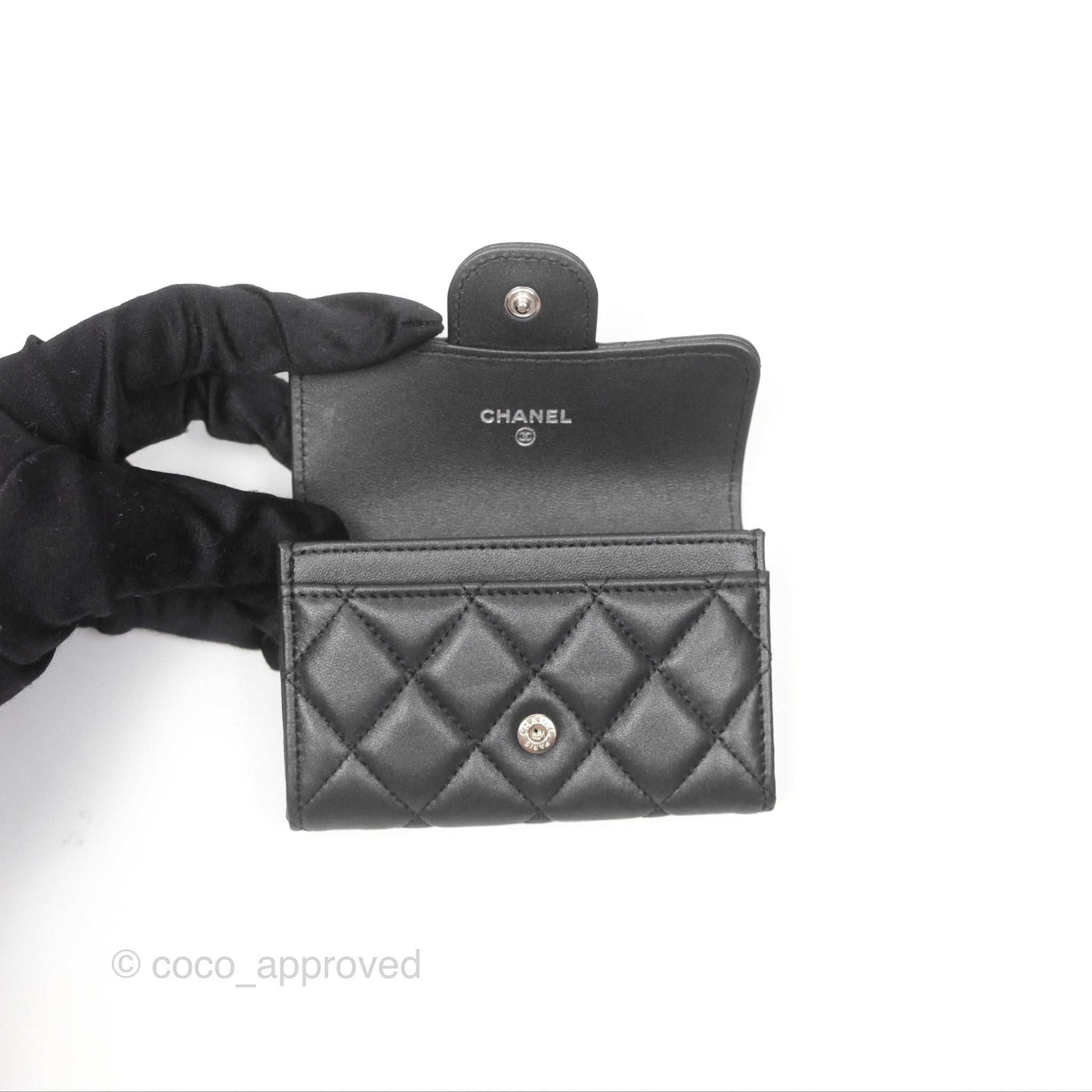 Chanel Classic Flap Card Holder - Quilted Iridescent So Black Leather Wallet for Women | Luxury Credit Card Case for Everyday Use & Special Occasions