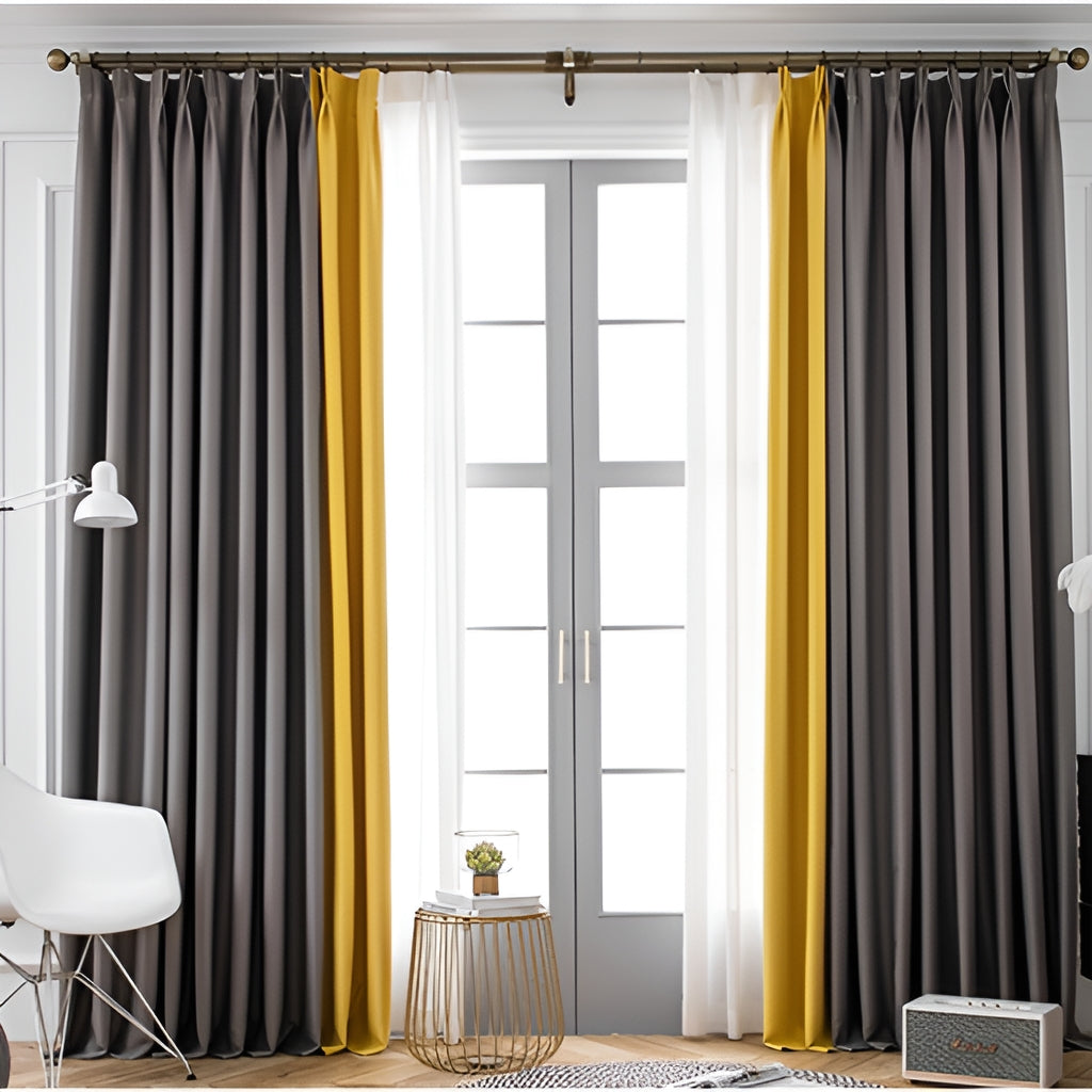 Raya Color Blocking Room Darkening Blackout Custom Curtains - Stylish Window Treatment for Bedroom, Living Room & Nursery - Blocks 99% of Light for Better Sleep
