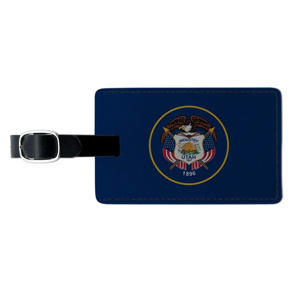 Utah State Flag Leather Luggage Tag - Durable Rectangle Suitcase ID Tag for Travel Bags & Carry-Ons | Perfect for Airports, Business Trips & Vacation Identification