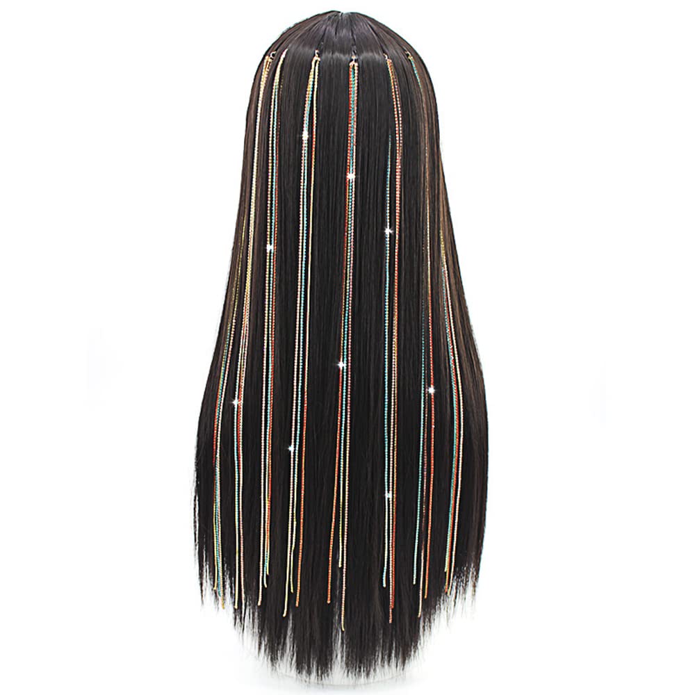 Shinon Crystal Tassel Hair Clips with Rhinestones - Colorful Shiny Hair Extension Chains for Women & Girls | Perfect for Parties, Weddings, and Special Occasions