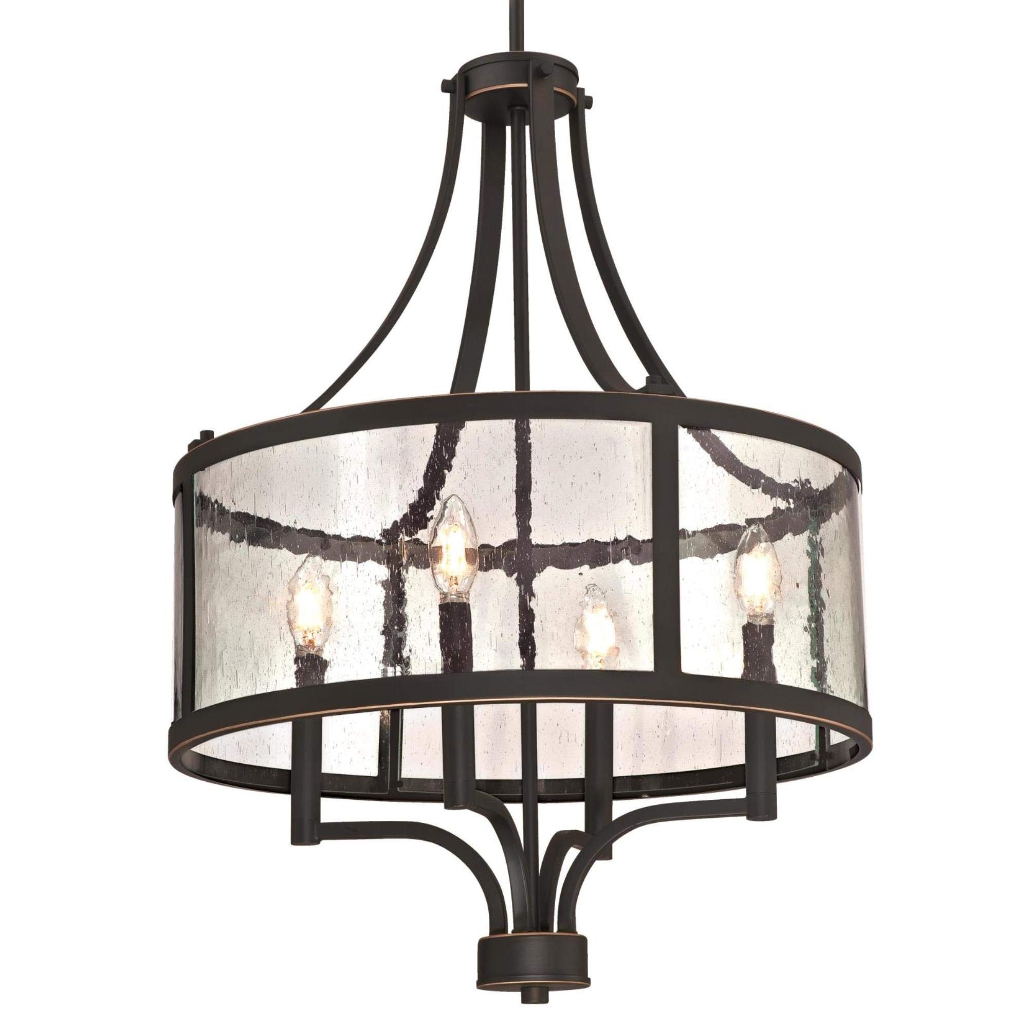 Westinghouse 6368400 Belle View 4-Light Chandelier - Oil Rubbed Bronze Finish with Clear Seeded Glass - Elegant Indoor Ceiling Light Fixture for Dining Room, Bedroom or Living Room Decor