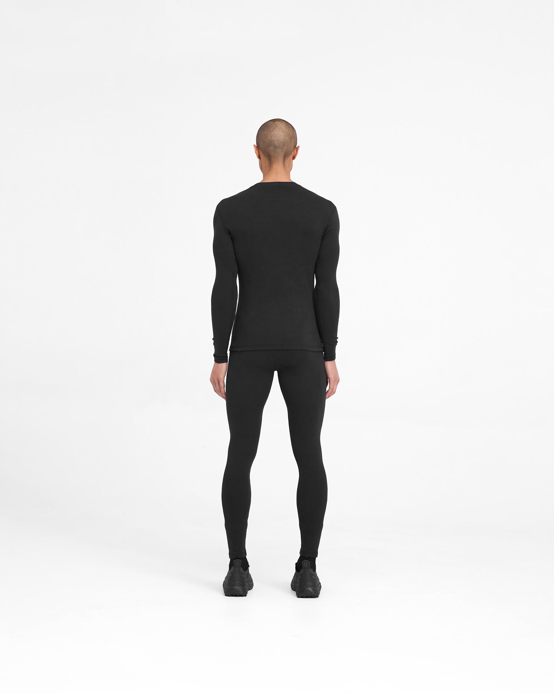 247 Ribbed Long Sleeve Top for Women - Stretchy Comfort Fit Crew Neck Shirt - Black - Perfect for Layering, Workout & Casual Wear