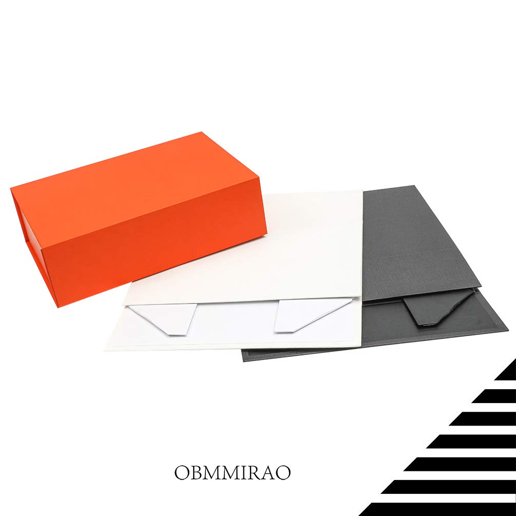 5PCS 13x9x4 Inch Orange Magnetic Gift Boxes with Lid - Foldable Hard Large Storage Box for Groomsman & Bridesmaid Proposals, Clothes, Jewelry | Reusable Wedding, Birthday, Anniversary Gift Packaging