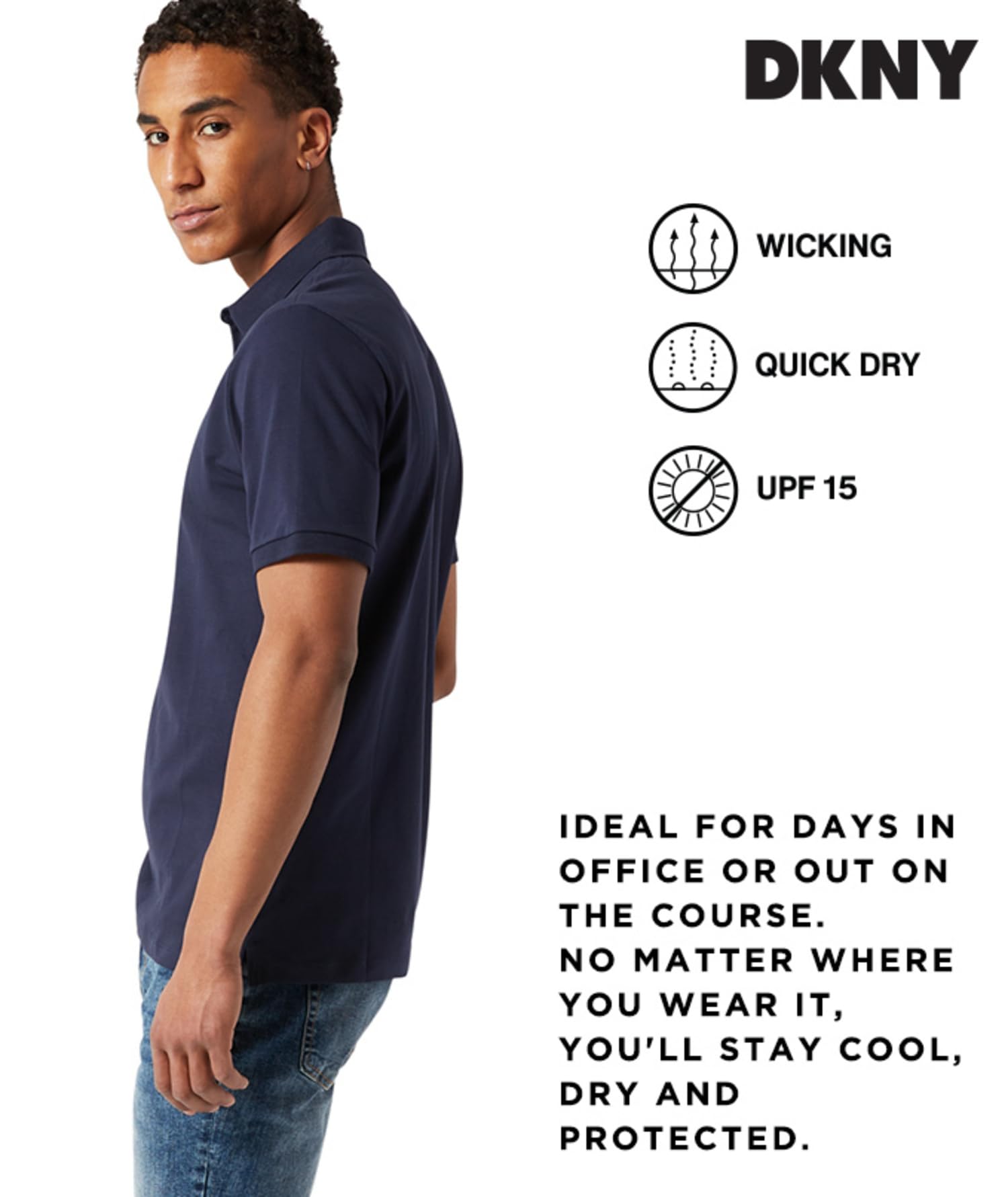 DKNY Men's Polo Shirts - Soft Stretch Casual Cotton Short Sleeve Shirts | Modern Fit Comfortable Mens Polos for Work, Golf & Everyday Wear