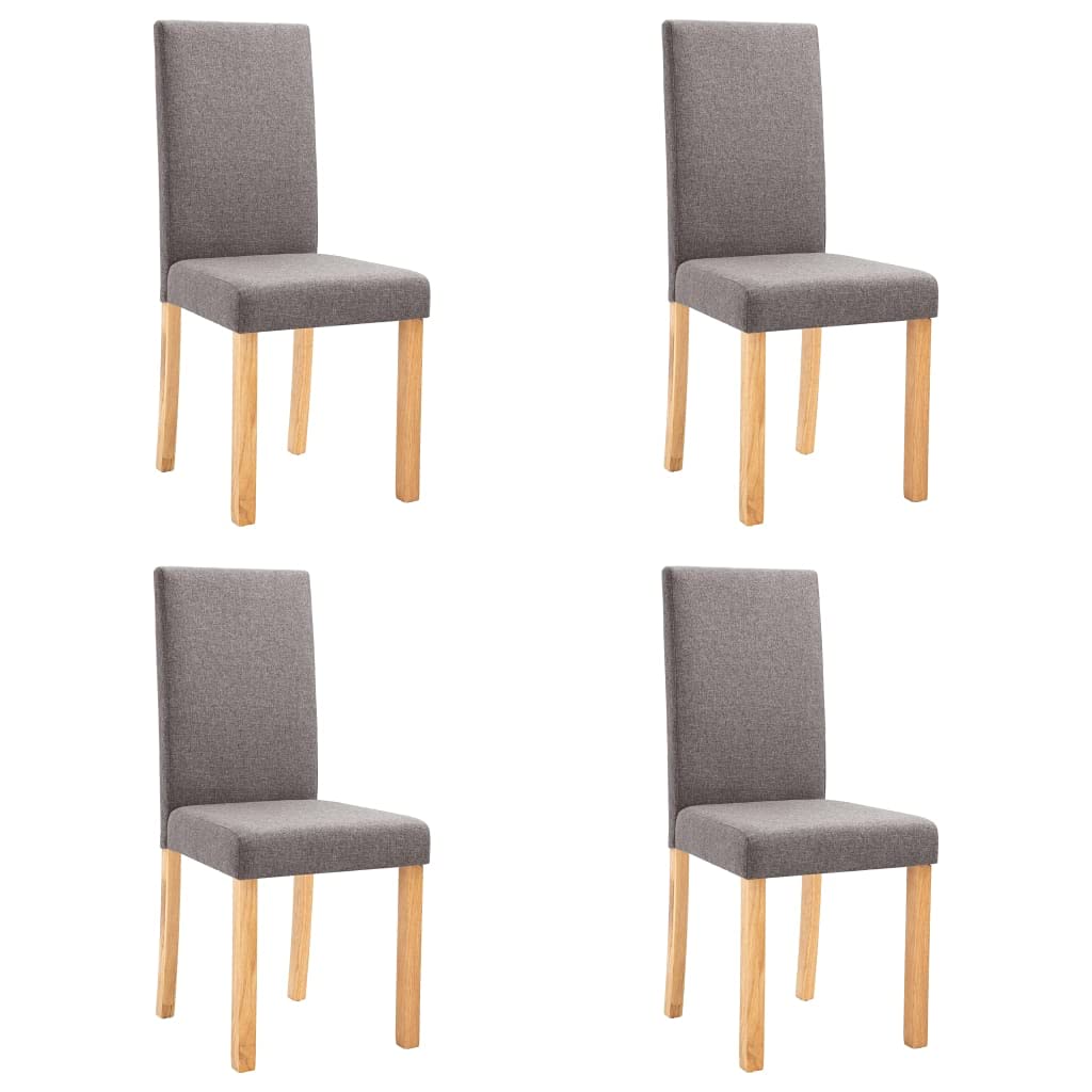 SKM Modern Dining Chairs Set of 4 - Taupe Fabric Upholstered Kitchen Chairs with Sturdy Metal Legs - Comfortable Seating for Dining Room, Kitchen, Breakfast Nook and Small Spaces