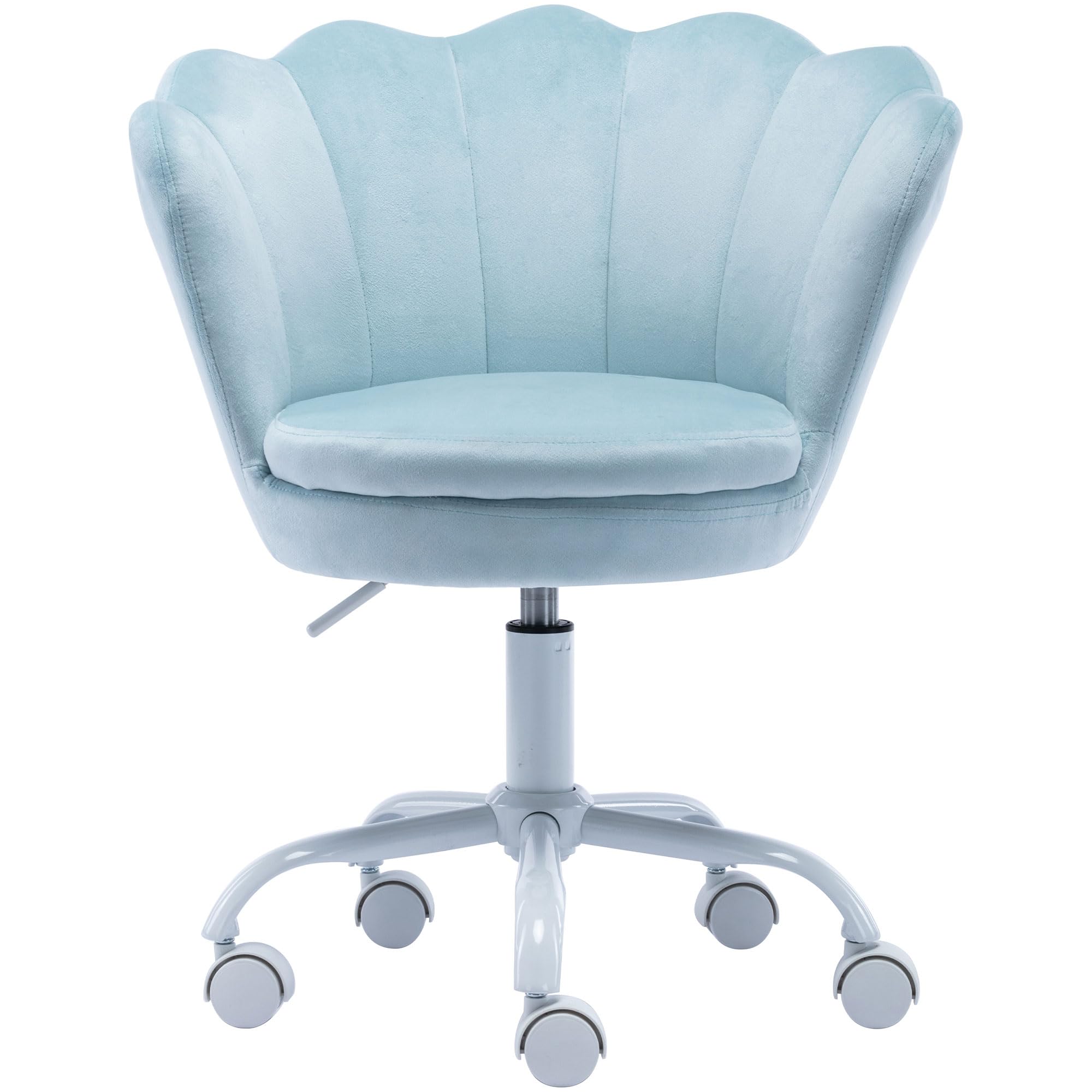 Velvet Kids Desk Chair - Adjustable Swivel Rolling Computer Chair for Girls, Modern Upholstered Armchair with Ergonomic Support for Bedroom, Study Room & Home Office (Blue) - Perfect for Homework, Gaming & Reading