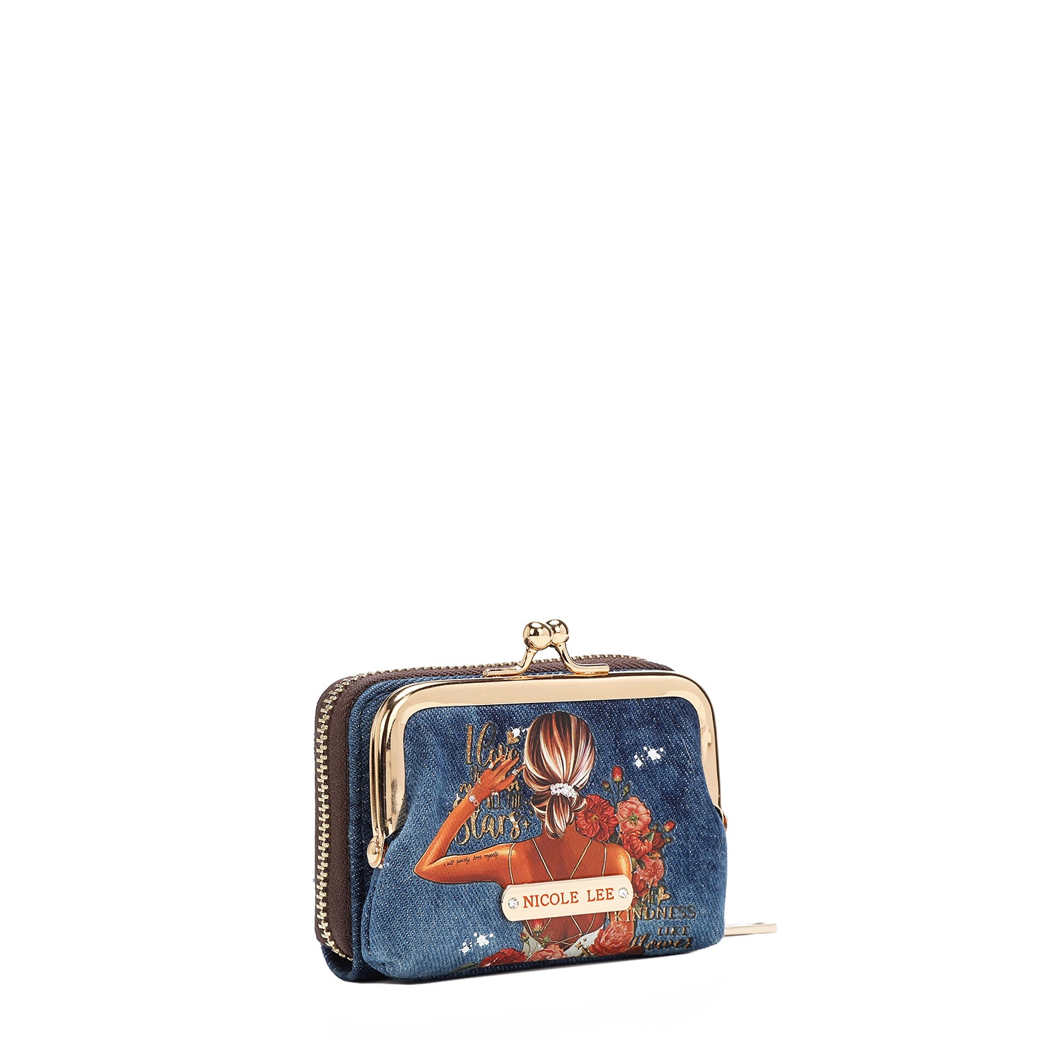 DENIM JULIA MINI WALLET - Stylish Women's Small Wallet with Card Slots & Zipper Pocket - Perfect for Everyday Use, Travel & Night Out