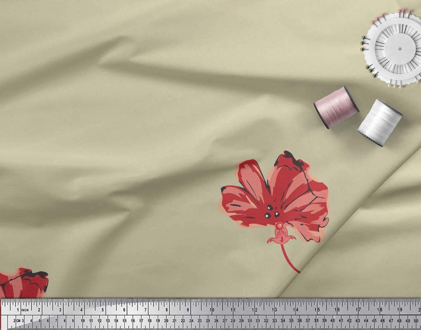 Soimoi Moss Georgette Brown Fabric by The Yard - 42 Inch Wide Floral Print Fabric for Dresses, Scarves & DIY Fashion Projects - Artistic Flower Design Soft Chiffon Material for Sewing & Crafting