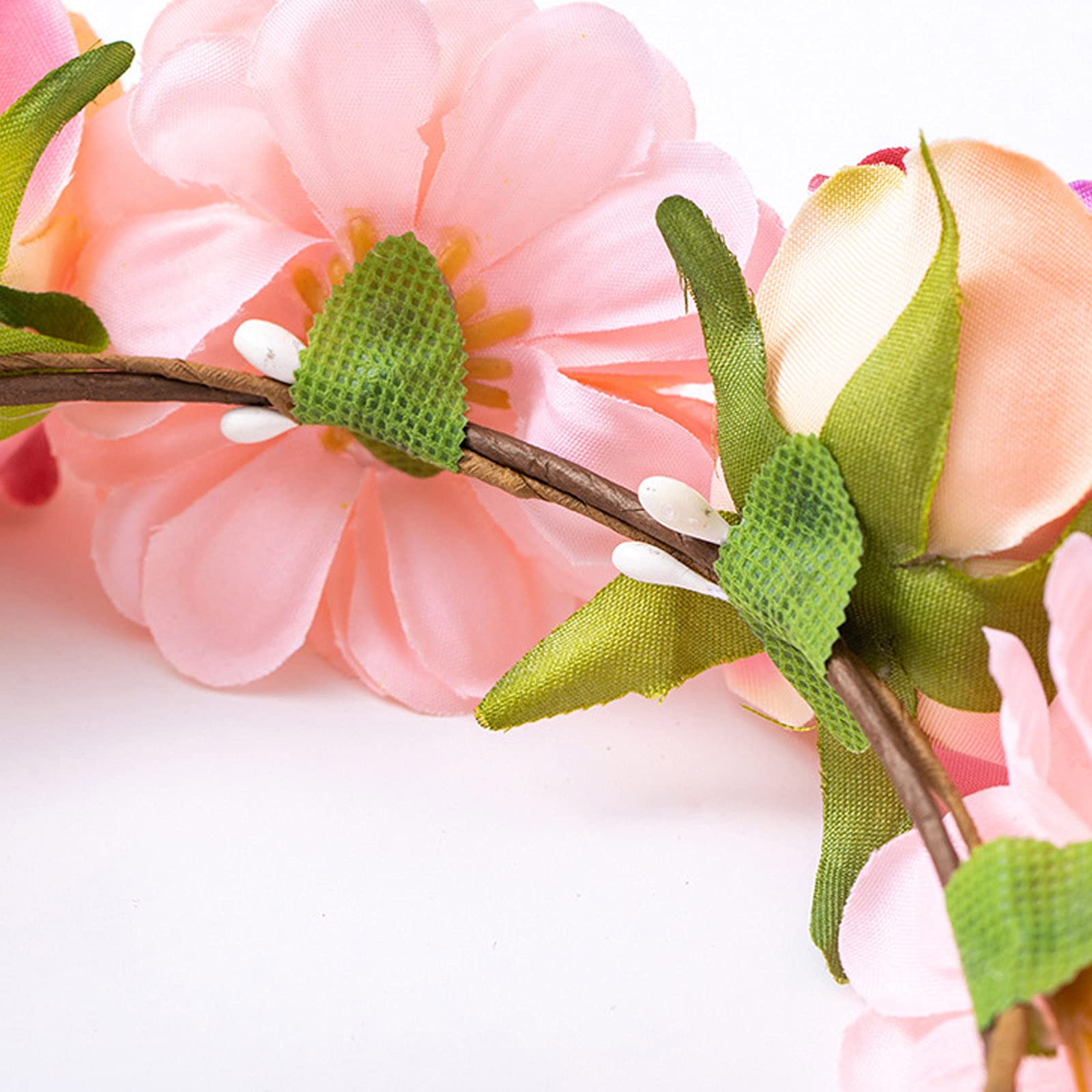 SHOBDW Orange Floral Wreath Headband - Women's Flower Hair Garland Crown for Birthday Parties, Photography, Carnivals, and Festive Events