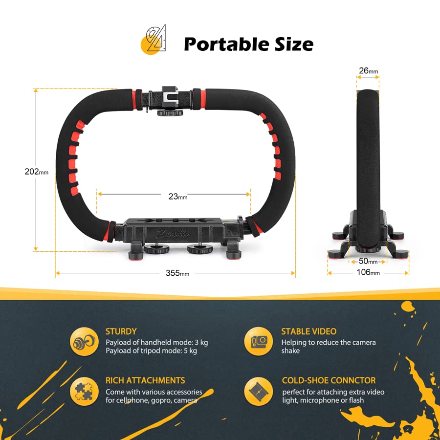 Zeadio Universal Smartphone Camera Stabilizer - Handheld Video Grip for iPhone, Android, DSLR, Action Cam & Camcorder | Perfect for Vlogging, Live Streaming & Smooth Video Recording