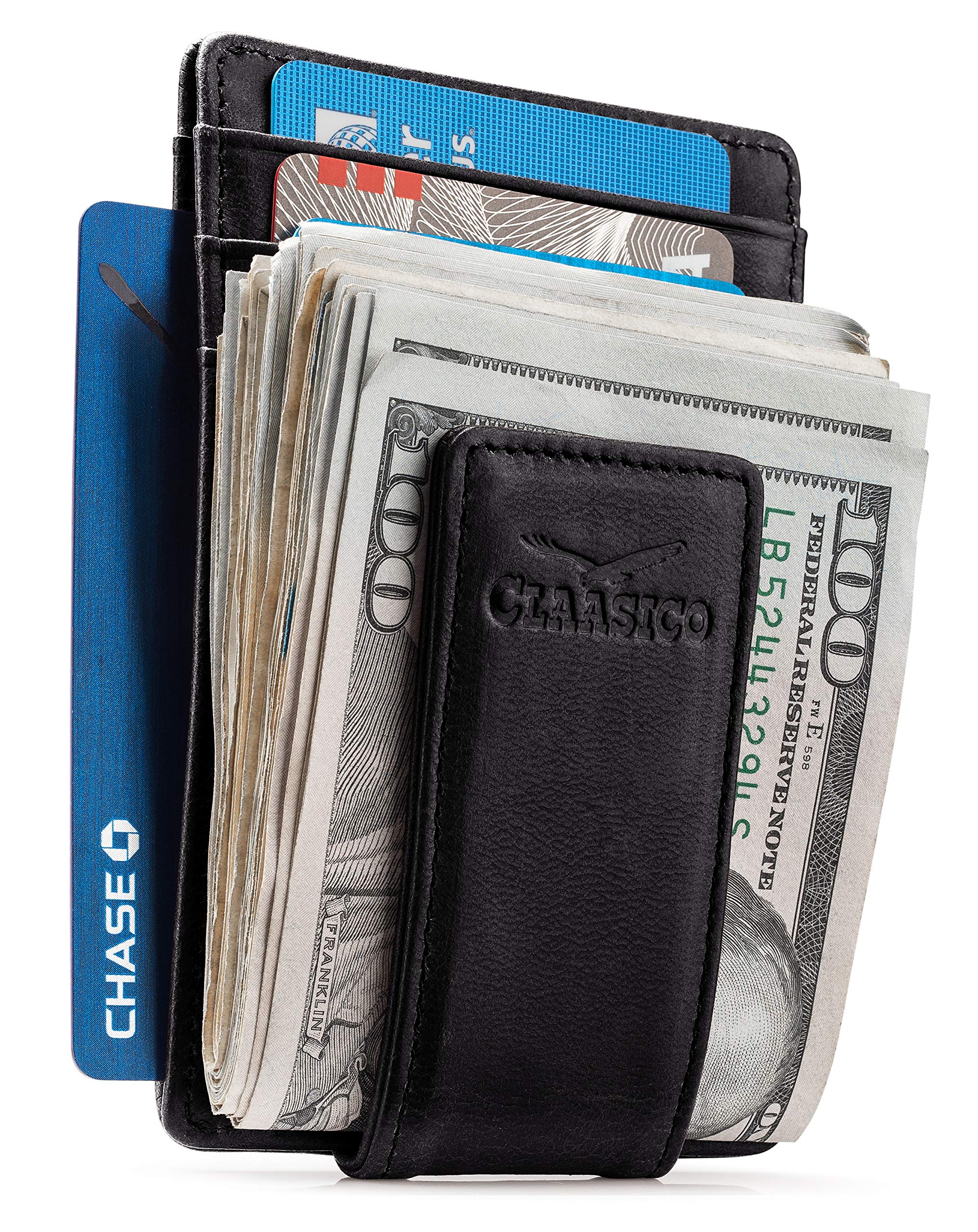 Slim RFID Blocking Leather Money Clip Wallet for Men - Super Strong Magnetic Front Pocket Wallet for Cash & Cards | Perfect for Travel, Business & Everyday Use