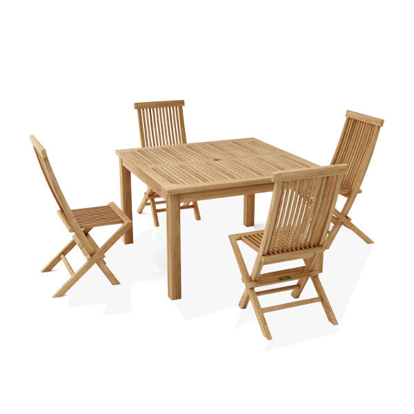 Windsor Classic 5-Piece Folding Dining Chairs Set - Sturdy Wooden Kitchen Chairs for Dining Room, Patio, and Outdoor Gatherings