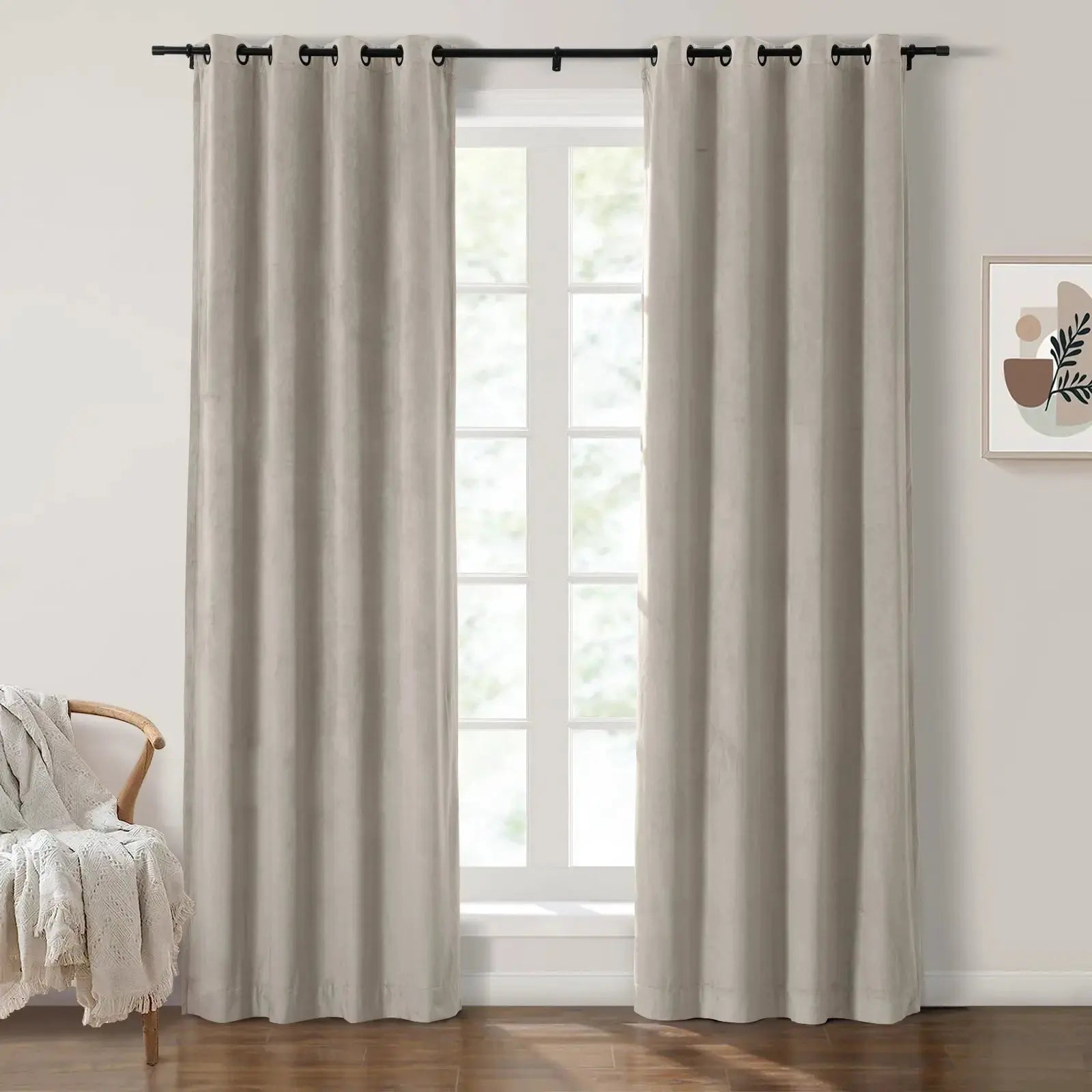 Luxury Velvet Grommet Curtains for Living Room & Bedroom - Blackout Thermal Insulated Drapes - Birkin Style Elegant Window Treatments for Home Decor
