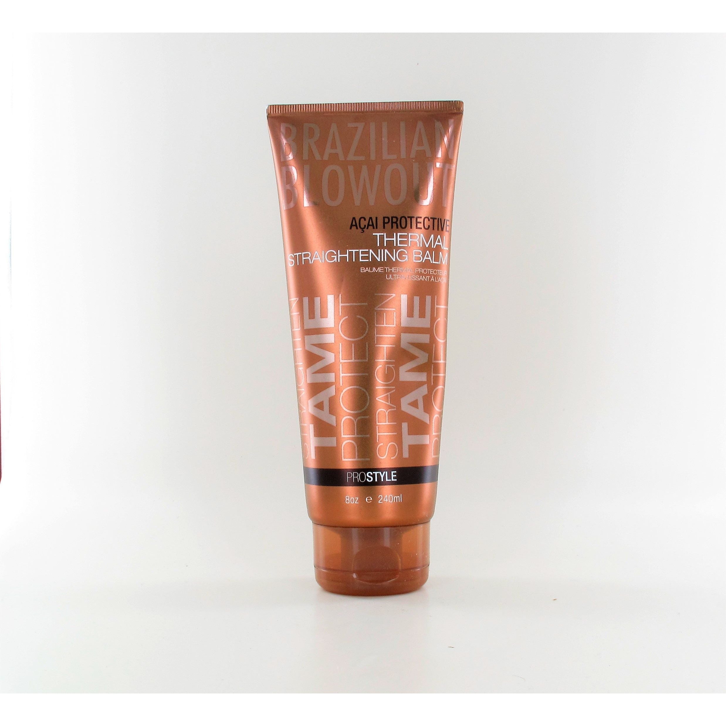 Brazilian Blowout Acai Thermal Straightening Balm 8 oz - Professional Hair Smoothing Treatment for Frizz Control & Shine - Perfect for Salon & At-Home Use
