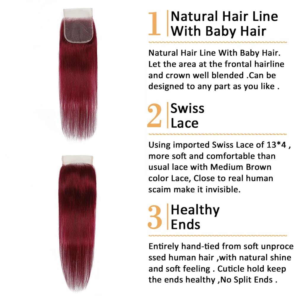 100% Unprocessed Brazilian Virgin Human Hair Bundles - 9A Grade Brown Hair Extensions for Sew-In Weave (18, 20, 22 +16 Inches) | Natural Looking Hair Replacement for Daily Styling & Special Occasions