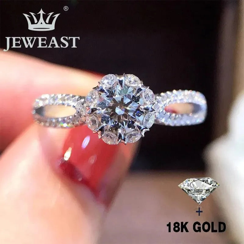 18K Gold Natural Diamond Ring - Classic Elegant Gemstone Jewelry for Women | Perfect for Weddings, Parties & Special Occasions | Trendy Fine Jewelry 2023