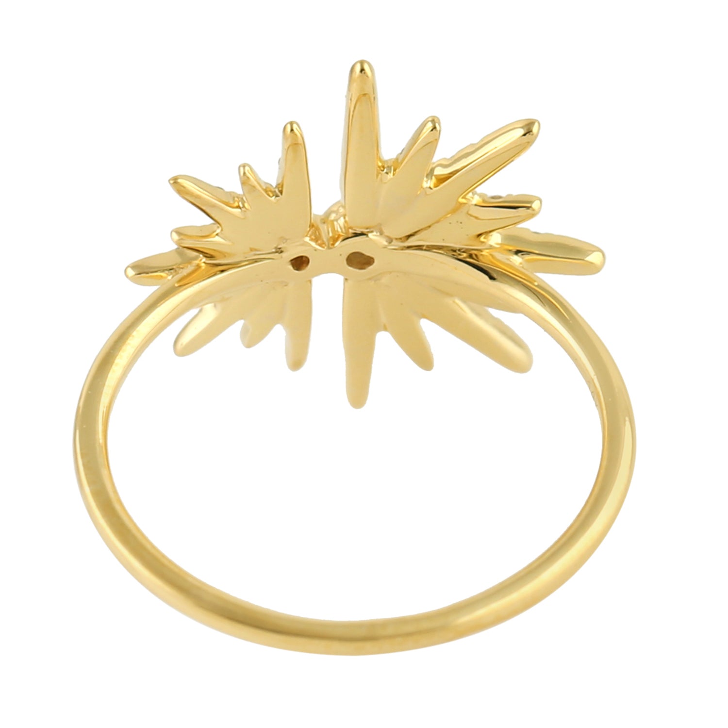 14K Yellow Gold Pave Natural Diamond Starburst Ring for Women - Elegant Wedding, Engagement & Anniversary Jewelry Gift - Perfect for Bridal, Party & Special Occasions