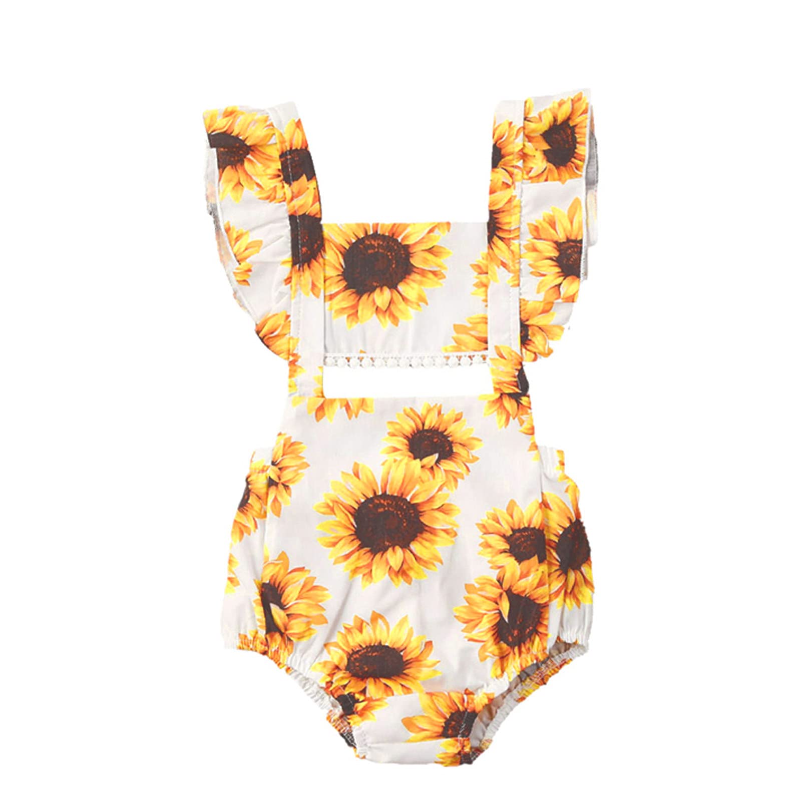 Sunflower Baby Girls Floral Romper - Sleeveless Bodysuit Outfit for Infant Girls | Perfect for Summer Playdates & Photo Shoots