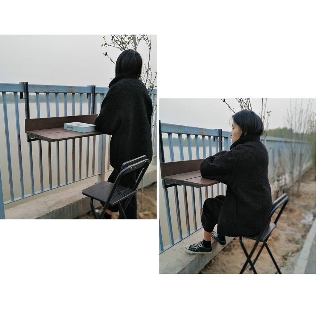 Foldable Hanging Table for Outdoor Balcony Railing - Space-Saving Folding Desk for Laptop, Dining, or Home Bar | Durable 1.5