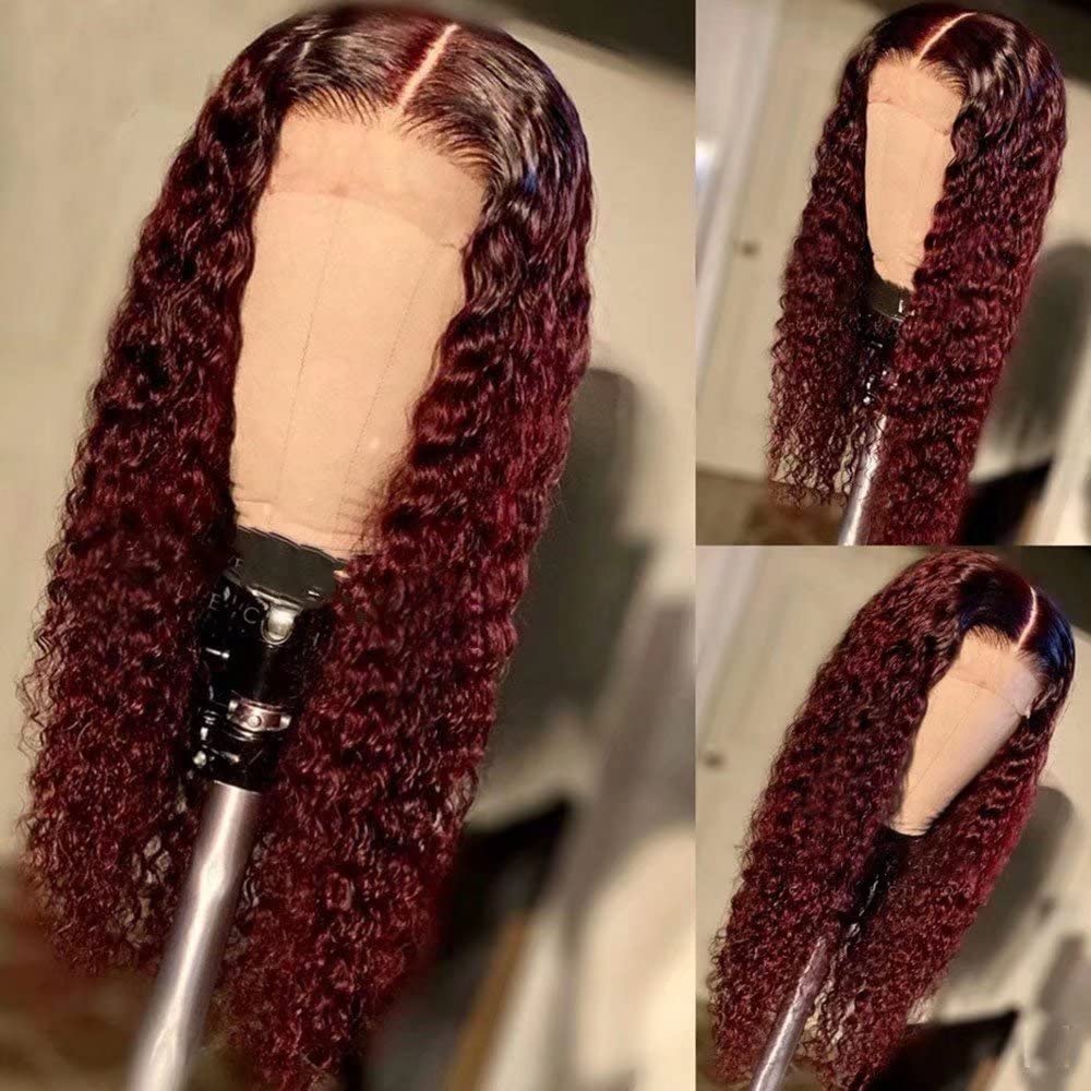 HD Invisible Lace Front Wigs Human Hair - Brazilian Deep Wave 180% Density 13x6 Lace Wig Burgundy #99J Color for Women | Pre-Plucked Hairline, Natural Look for Daily Wear, Parties & Special Occasions