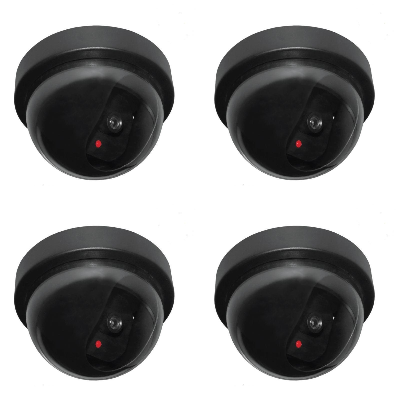 4 Pack Innova Brands Round Fake Dummy Security Camera with Flashing LED Light - Outdoor/Indoor CCTV Surveillance Deterrent for Home, Office & Store Protection
