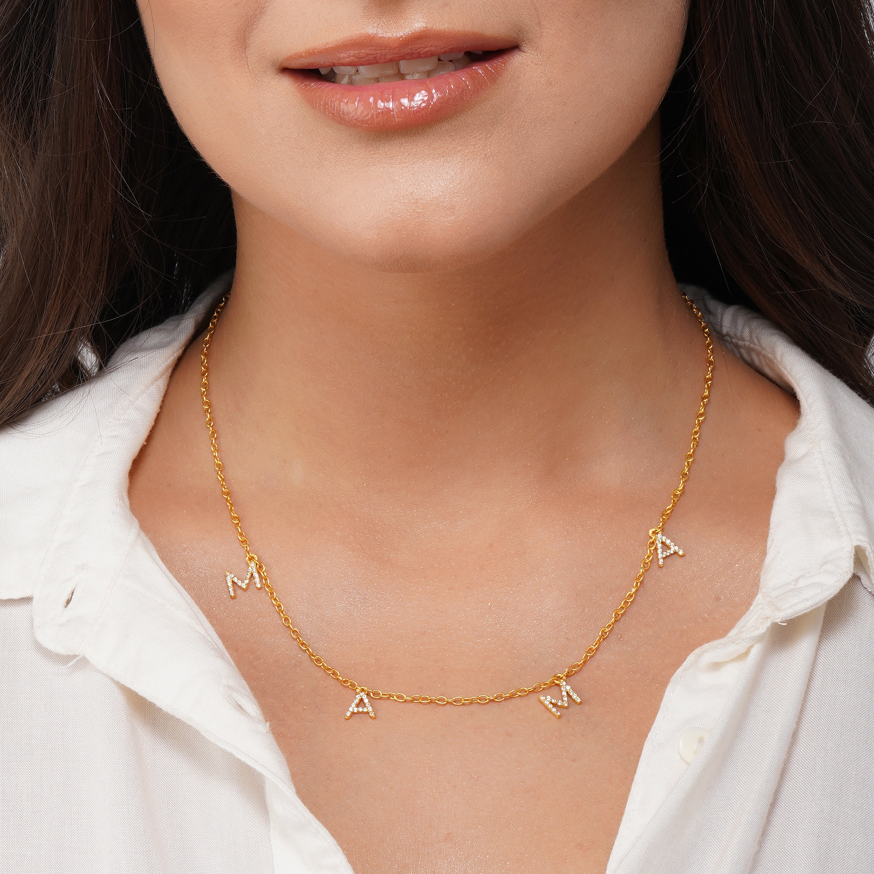 Personalized MAMA Letter Necklace - Gold Plated Initial Pendant for Women - Perfect Gift for Mother's Day, Birthday & Anniversary